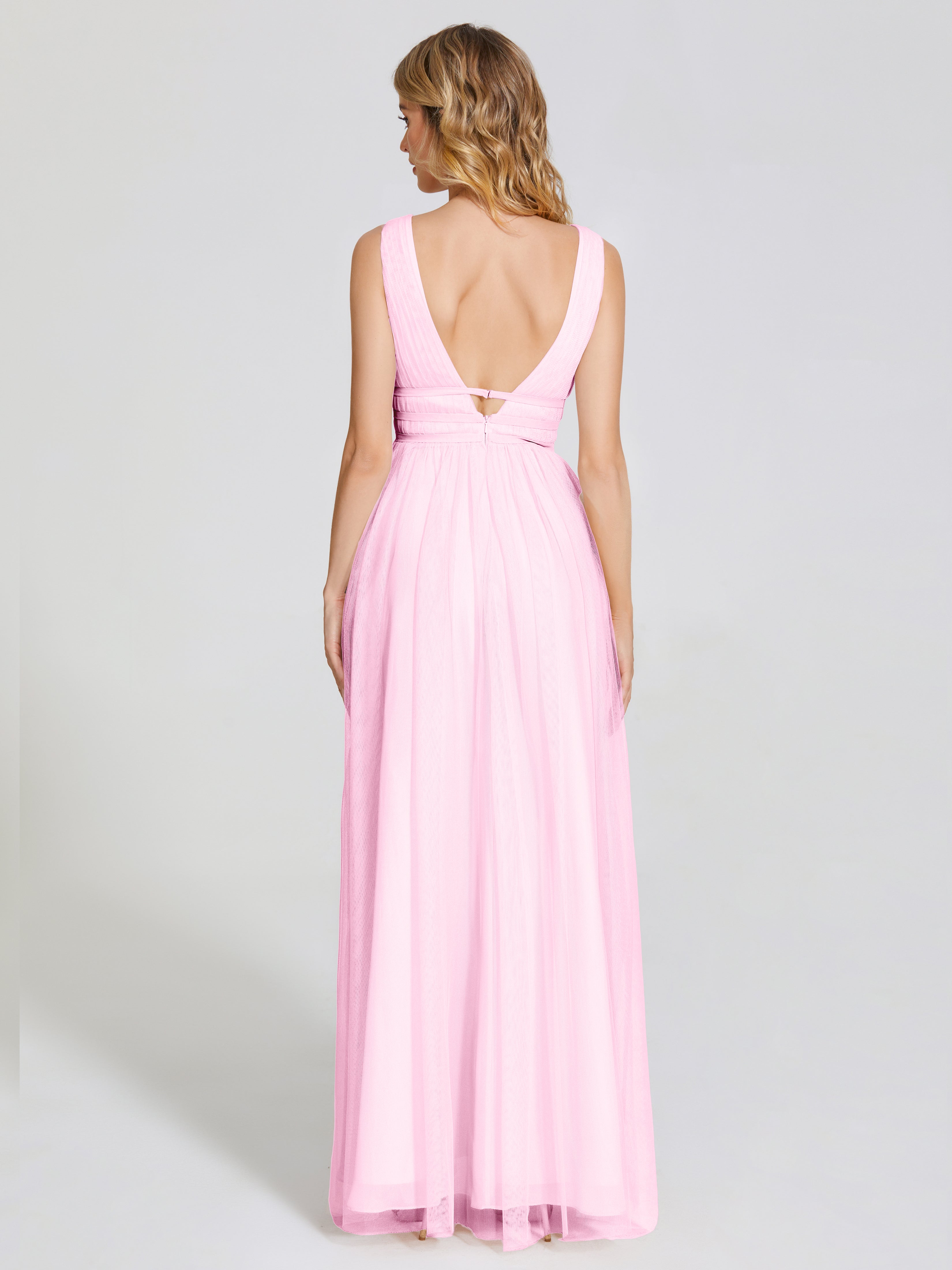 Robe Demoiselle D Honneur Rose Bonbon Bretelles Dos Nu Sexy Tulle Robe De Demoiselle D'Honneur