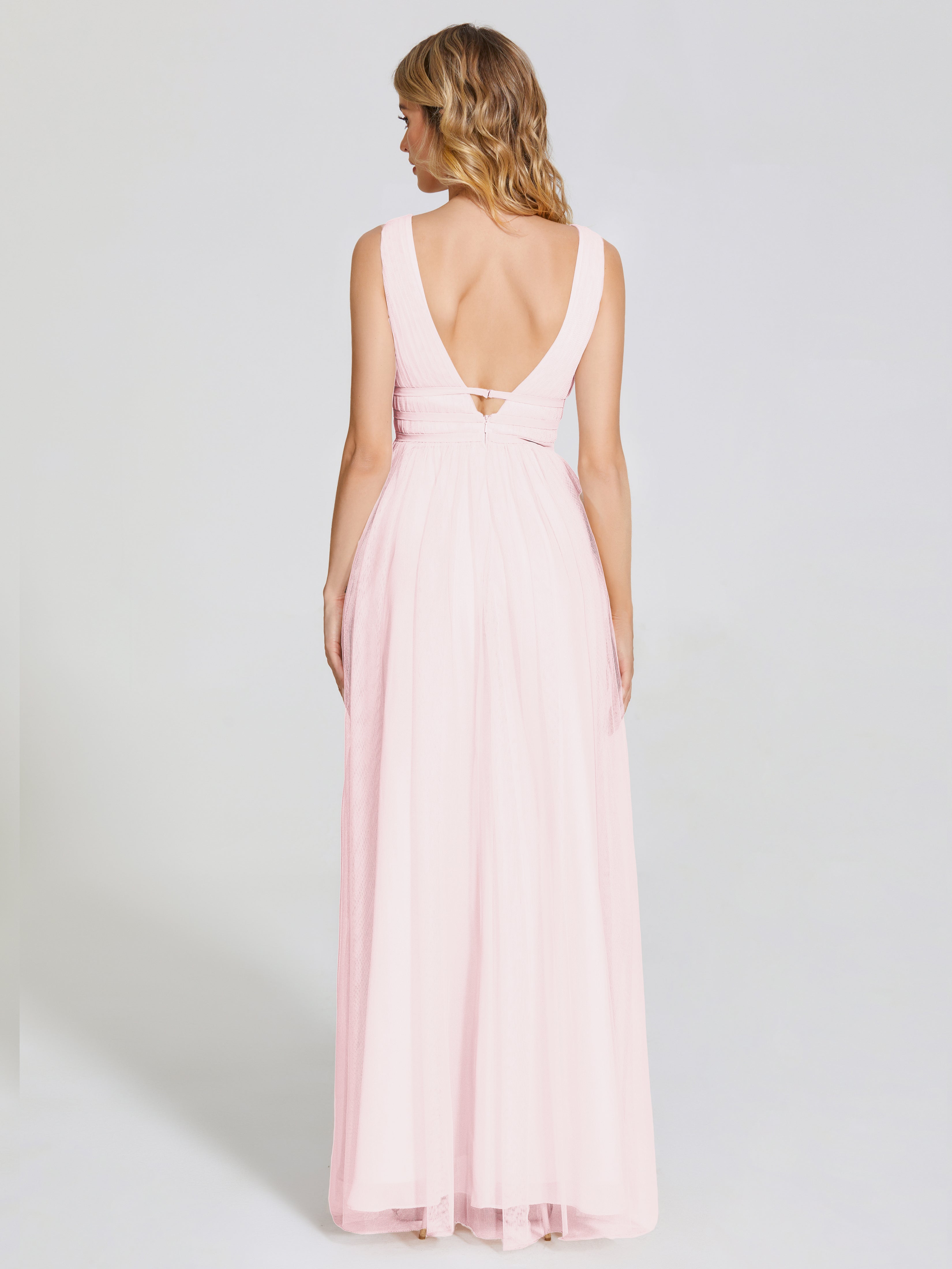 Robe Demoiselle D Honneur Rose Pale Bretelles Dos Nu Sexy Tulle Robe De Demoiselle D'Honneur
