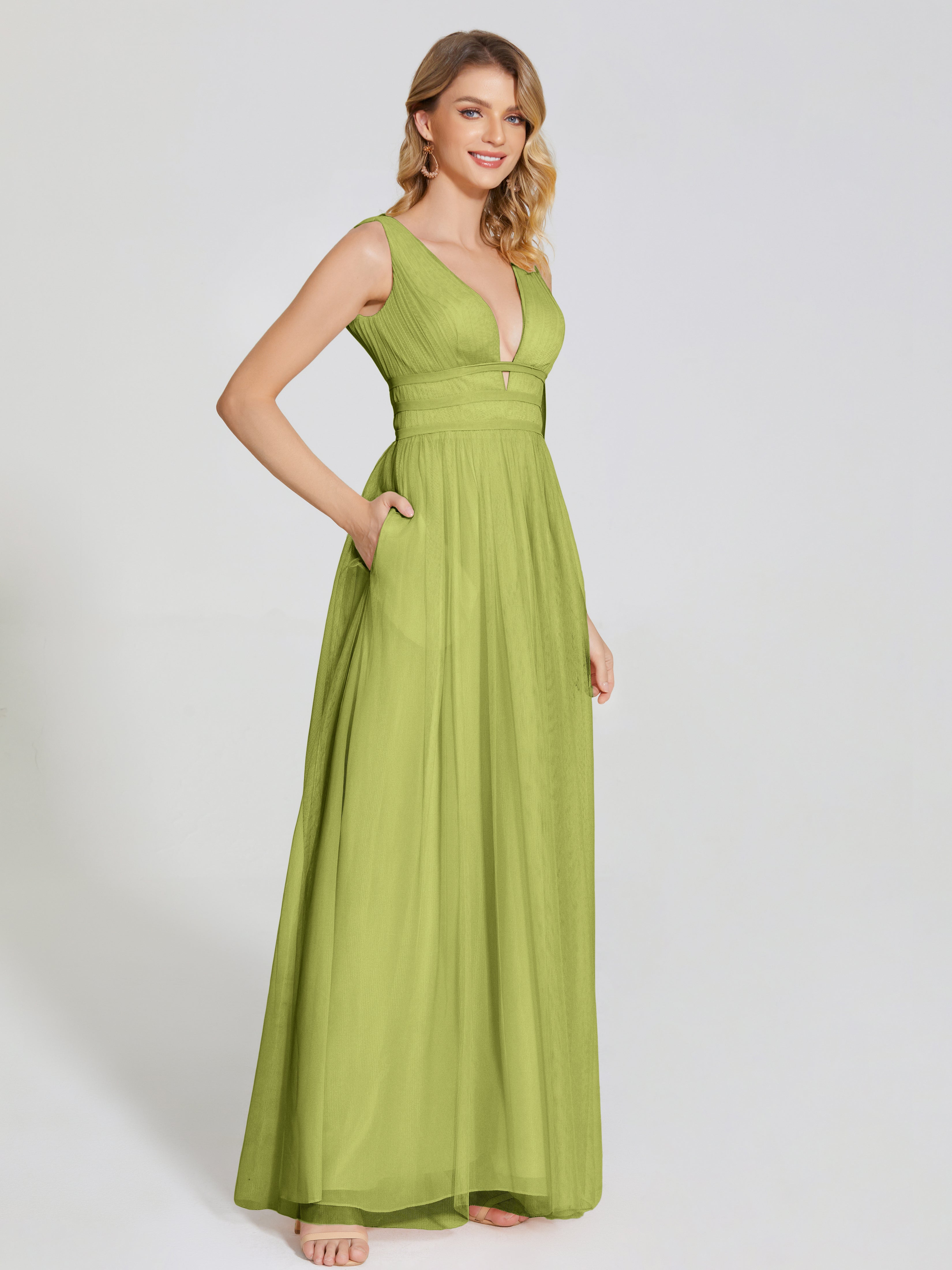 Robes De Demoiselle D'Honneur Trèfle Bretelles Dos Nu Sexy Tulle Robe De Demoiselle D'Honneur