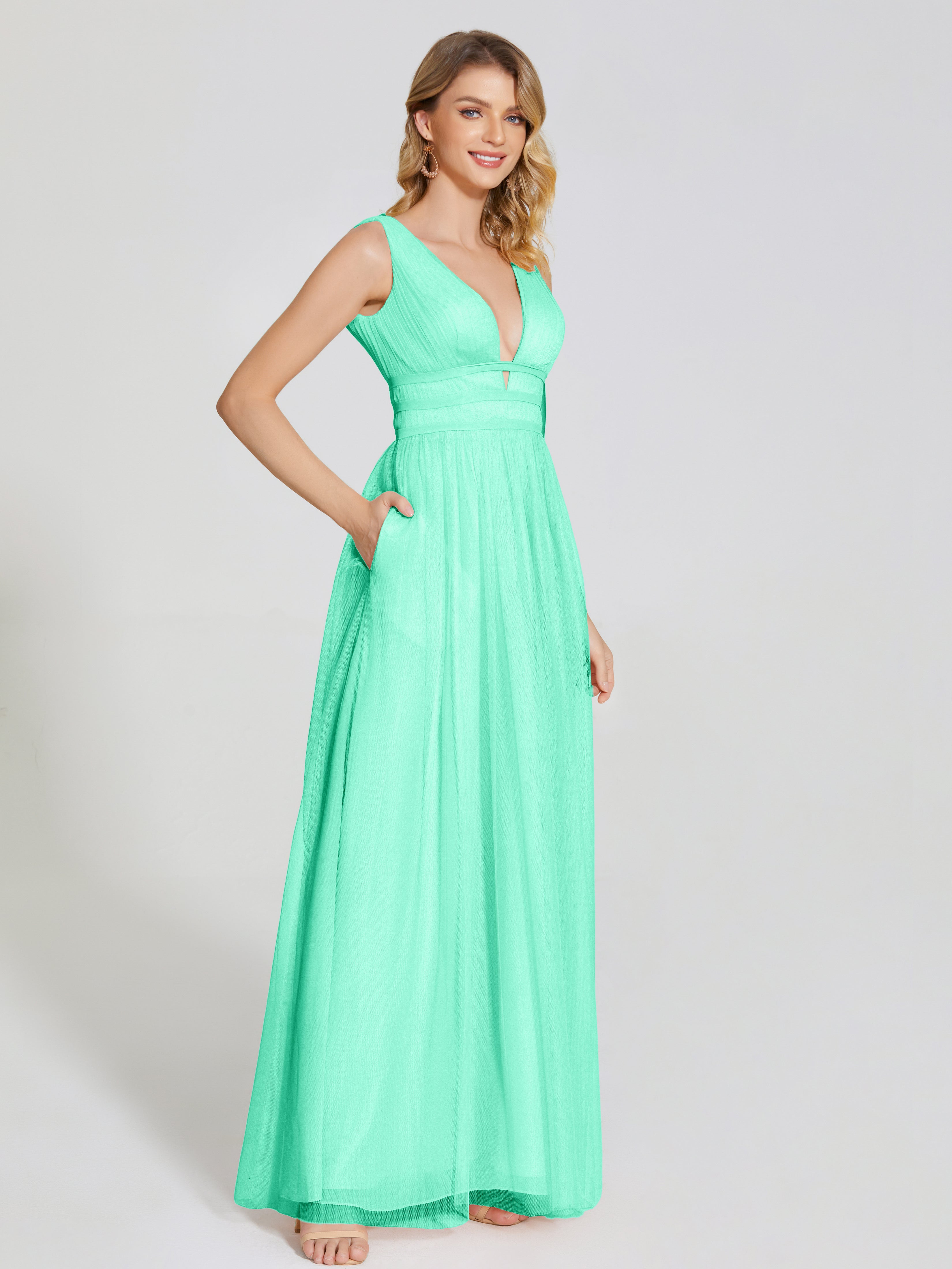 Robe Turquoise Demoiselle D Honneur Bretelles Dos Nu Sexy Tulle Robe De Demoiselle D'Honneur