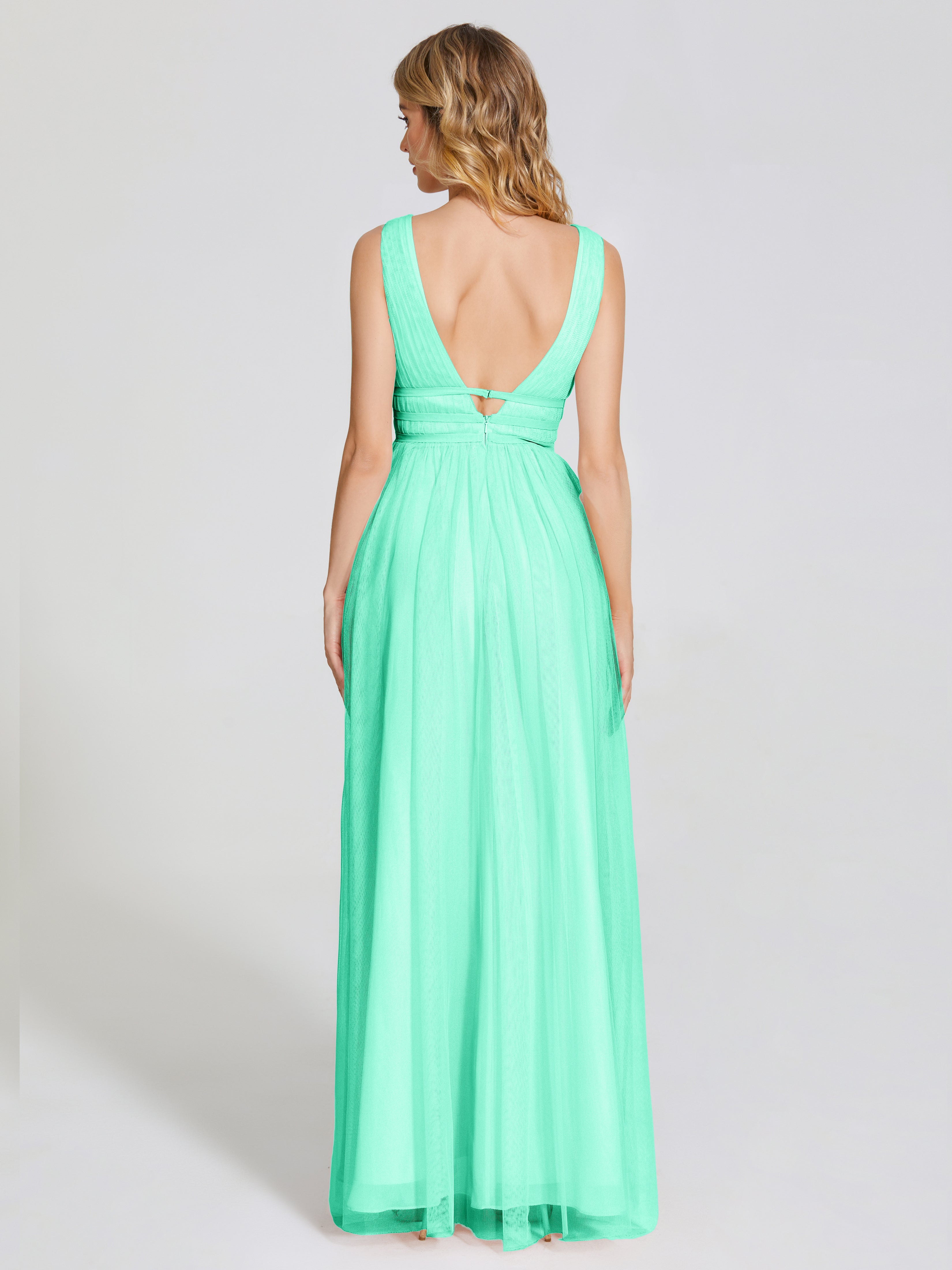 Robe Turquoise Demoiselle D Honneur Bretelles Dos Nu Sexy Tulle Robe De Demoiselle D'Honneur