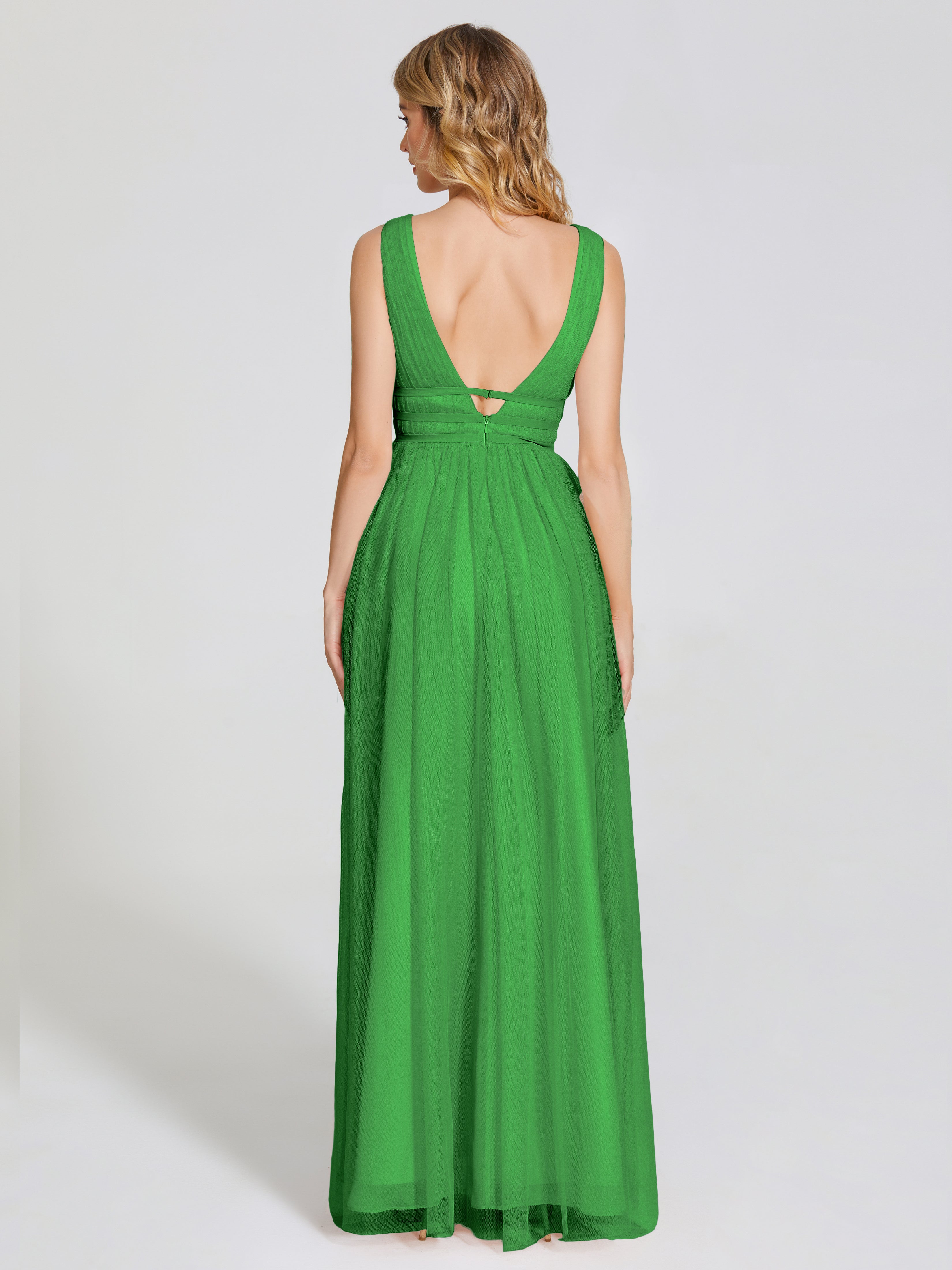 Robes De Demoiselle D'Honneur Vertes Bretelles Dos Nu Sexy Tulle Robe De Demoiselle D'Honneur