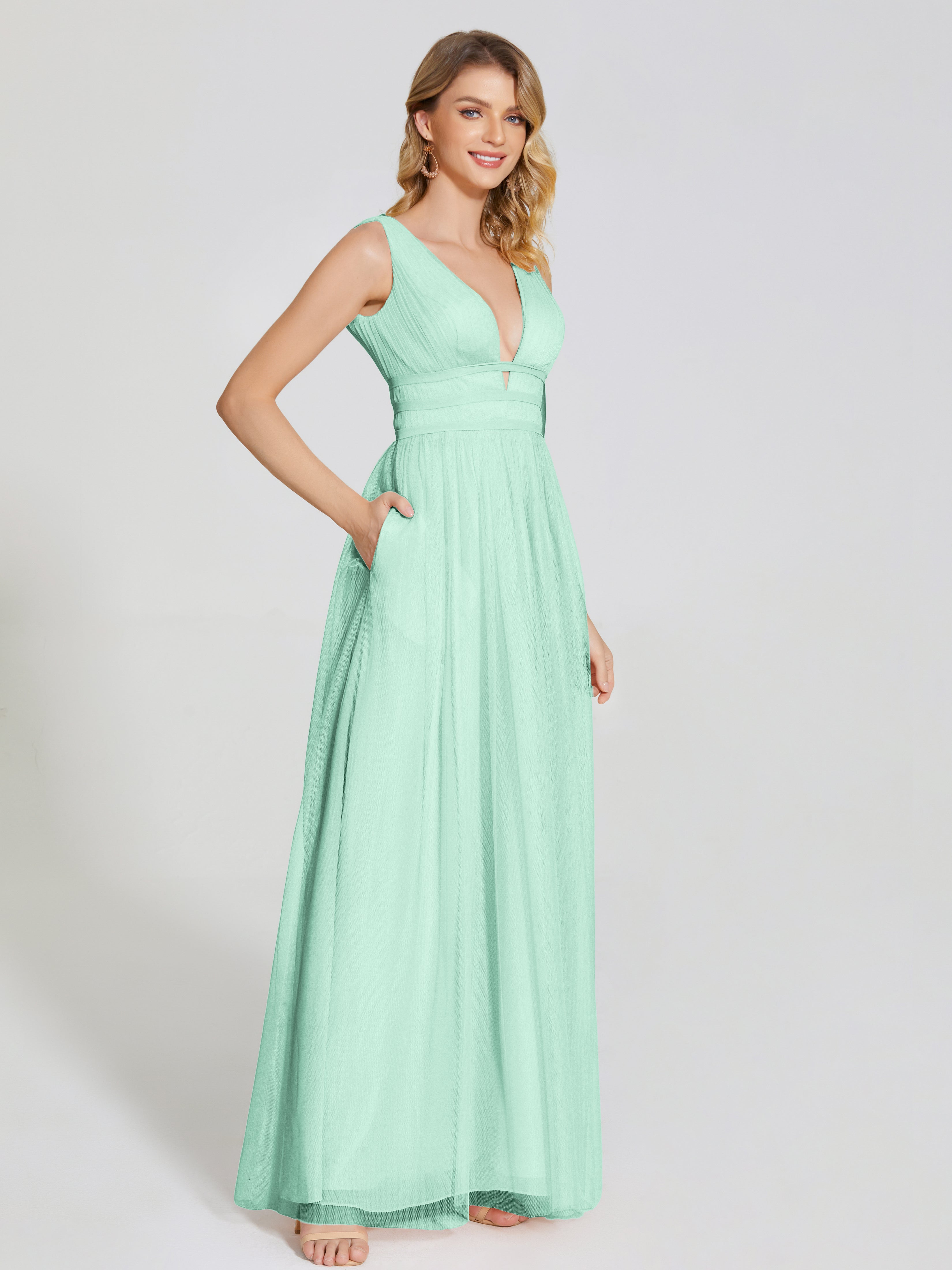 Robe Demoiselle D Honneur Menthe Bretelles Dos Nu Sexy Tulle Robe De Demoiselle D'Honneur