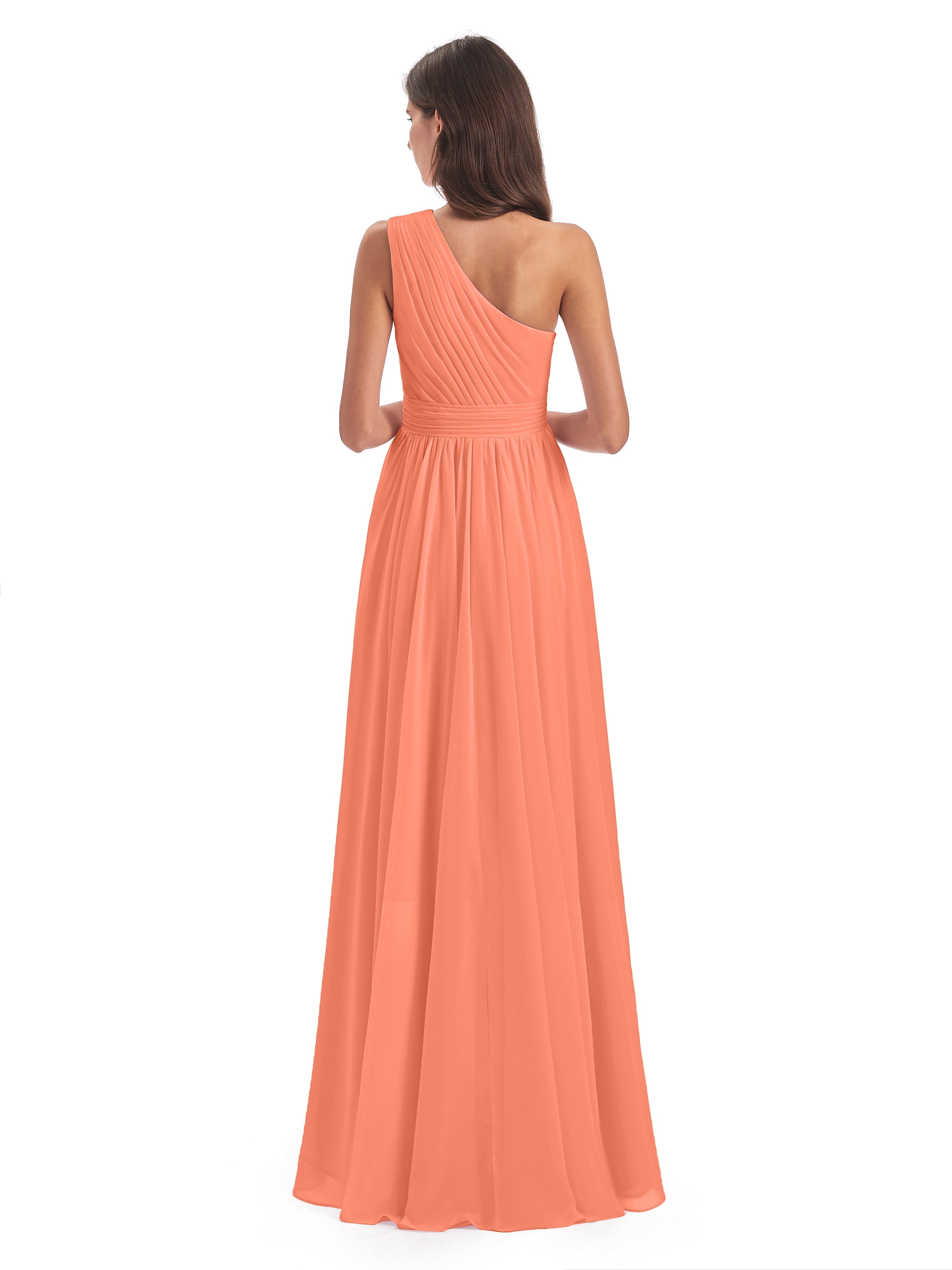 Robes De Demoiselle D'Honneur Coucher De Soleil Asymétrique Seule-Épaule Mousseline Robes Demoiselle D'Honneur