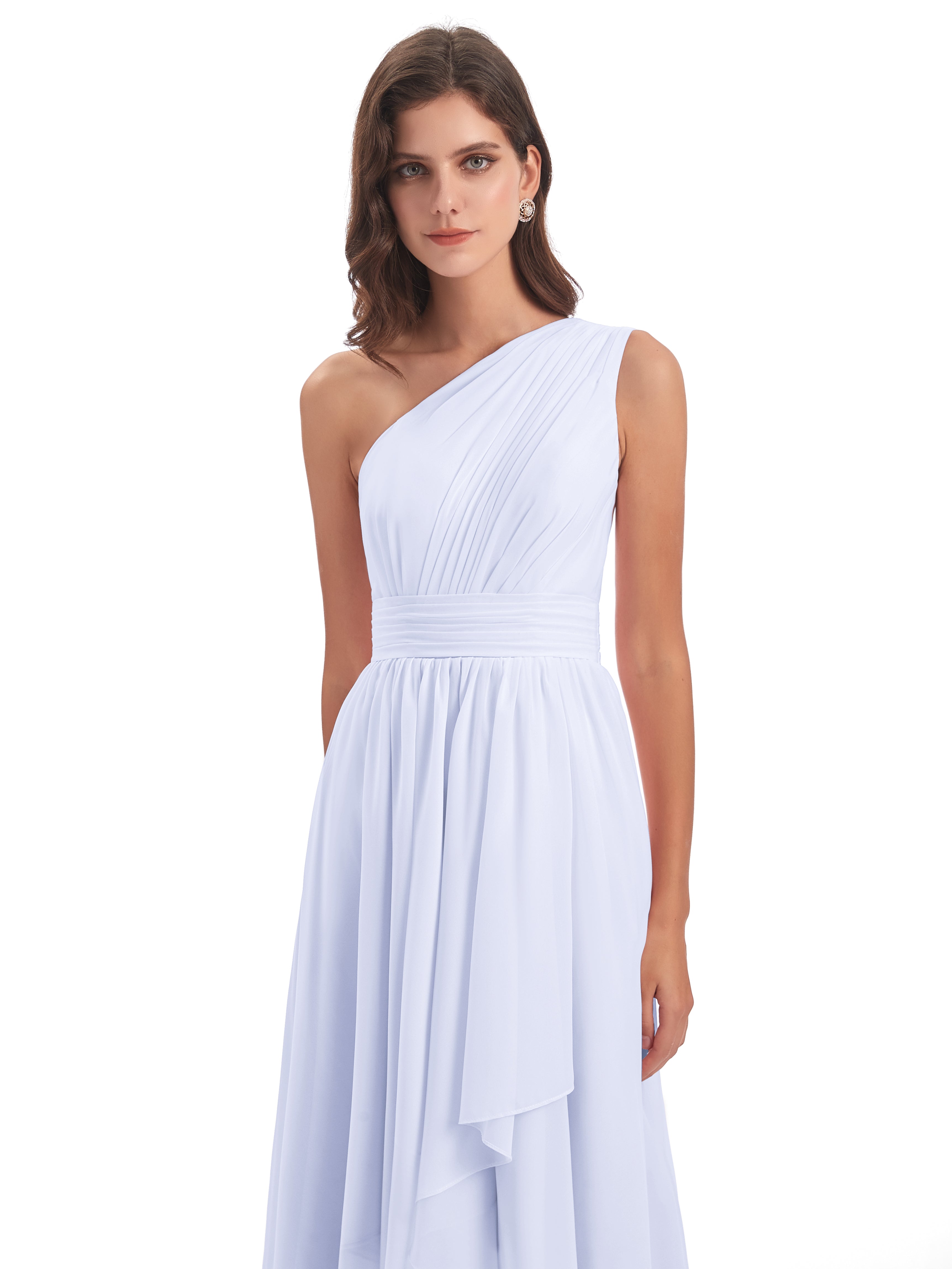 Robe De Demoiselle D'Honneur Lavande Asymétrique Seule-Épaule Mousseline Robes Demoiselle D'Honneur