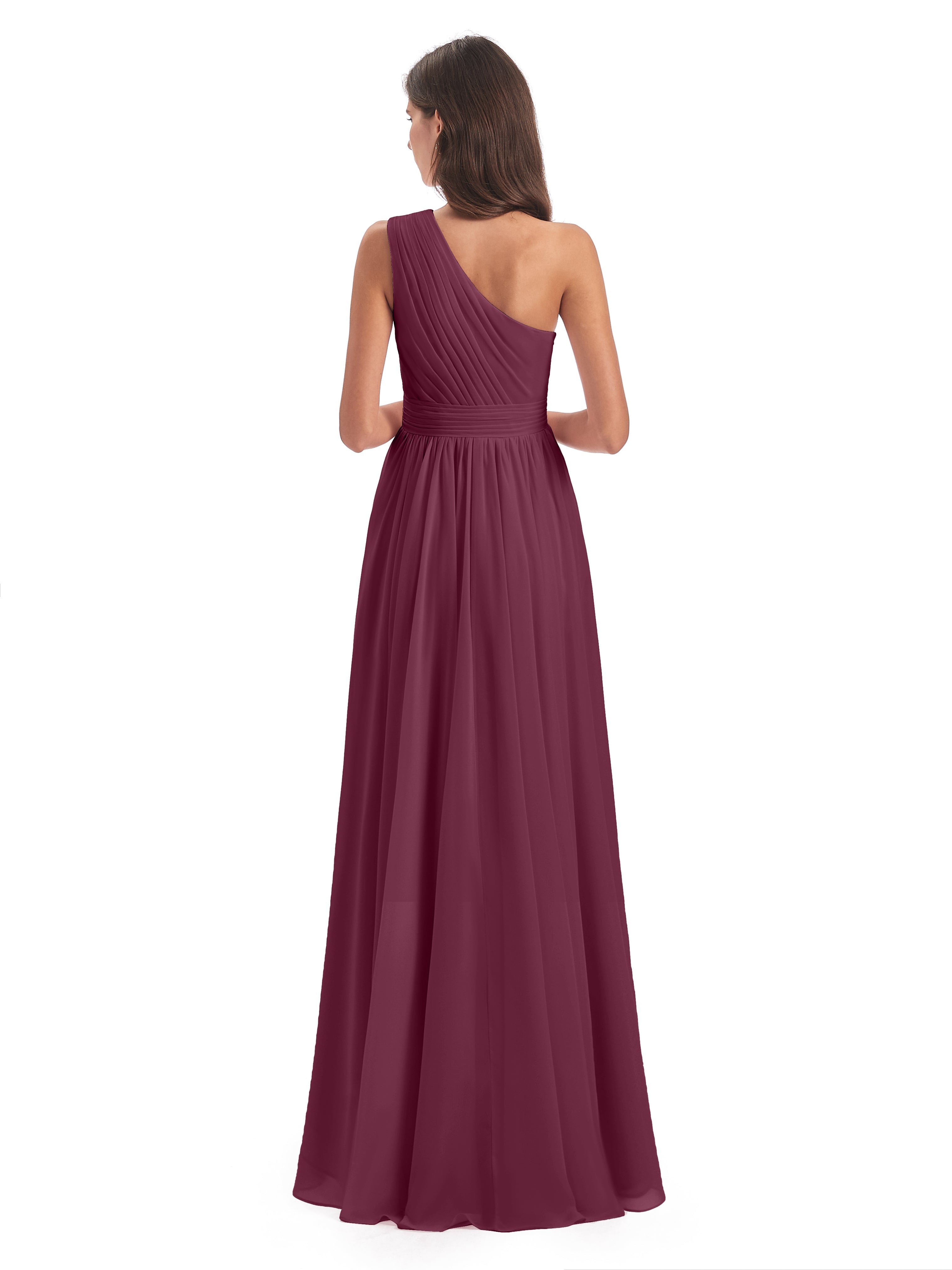 Robes De Demoiselle D'Honneur Mûre Asymétrique Seule-Épaule Mousseline Robes Demoiselle D'Honneur