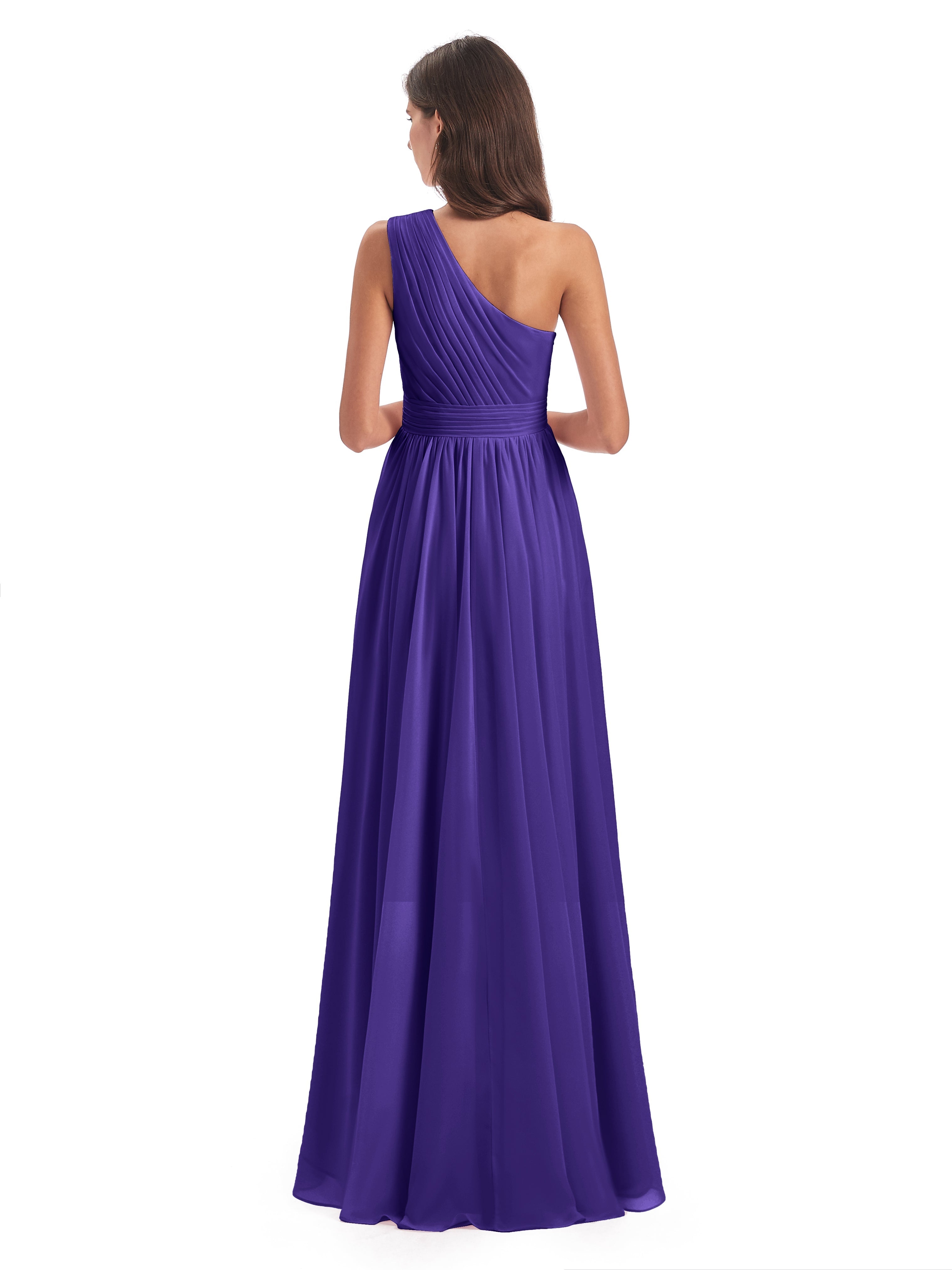 Robes De Demoiselle D'Honneur En Régence Asymétrique Seule-Épaule Mousseline Robes Demoiselle D'Honneur