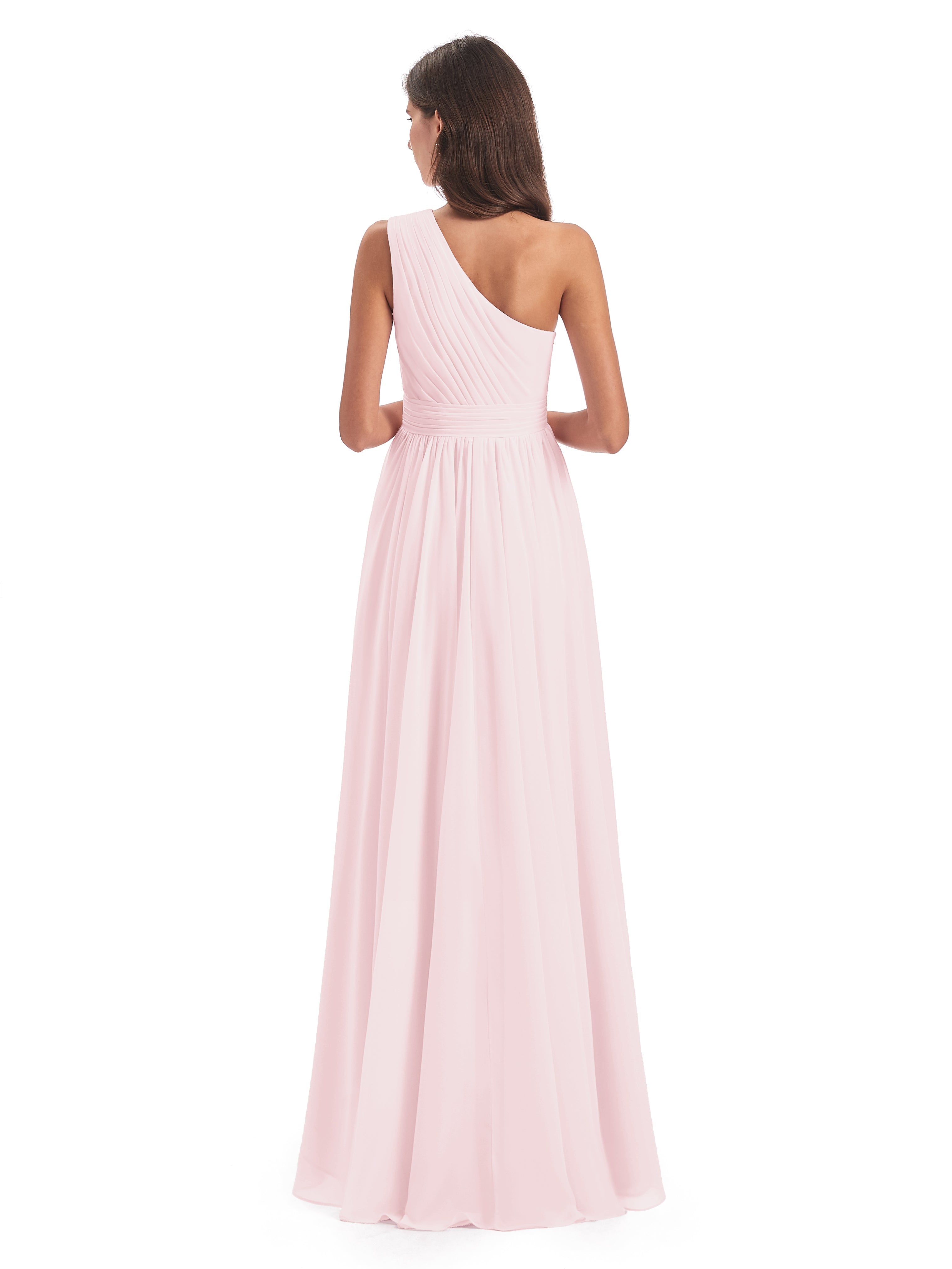 Demoiselle D Honneur Rose Pale Asymétrique Seule-Épaule Mousseline Robes Demoiselle D'Honneur