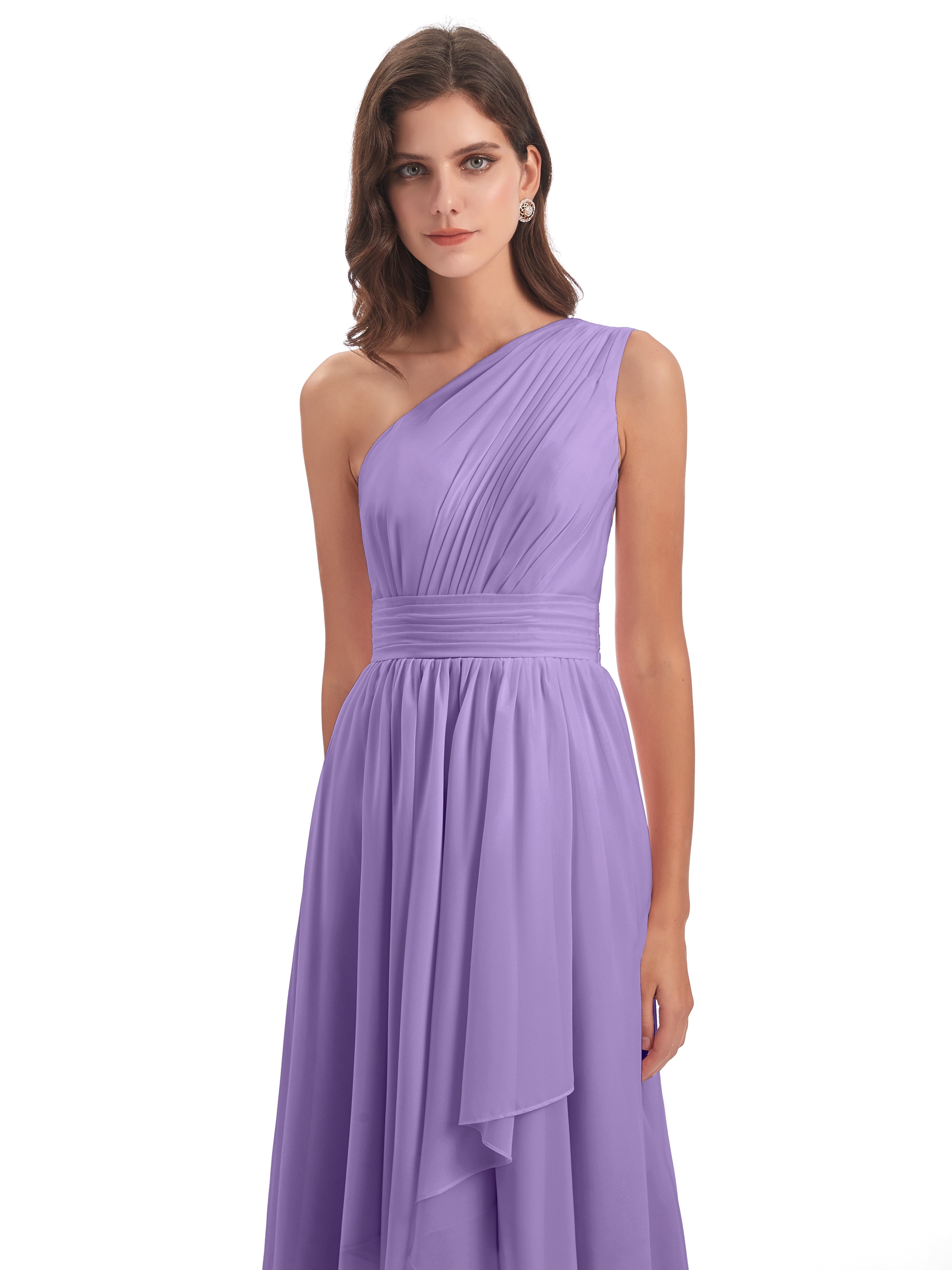 Robes De Demoiselle D'Honneur Tahiti Asymétrique Seule-Épaule Mousseline Robes Demoiselle D'Honneur