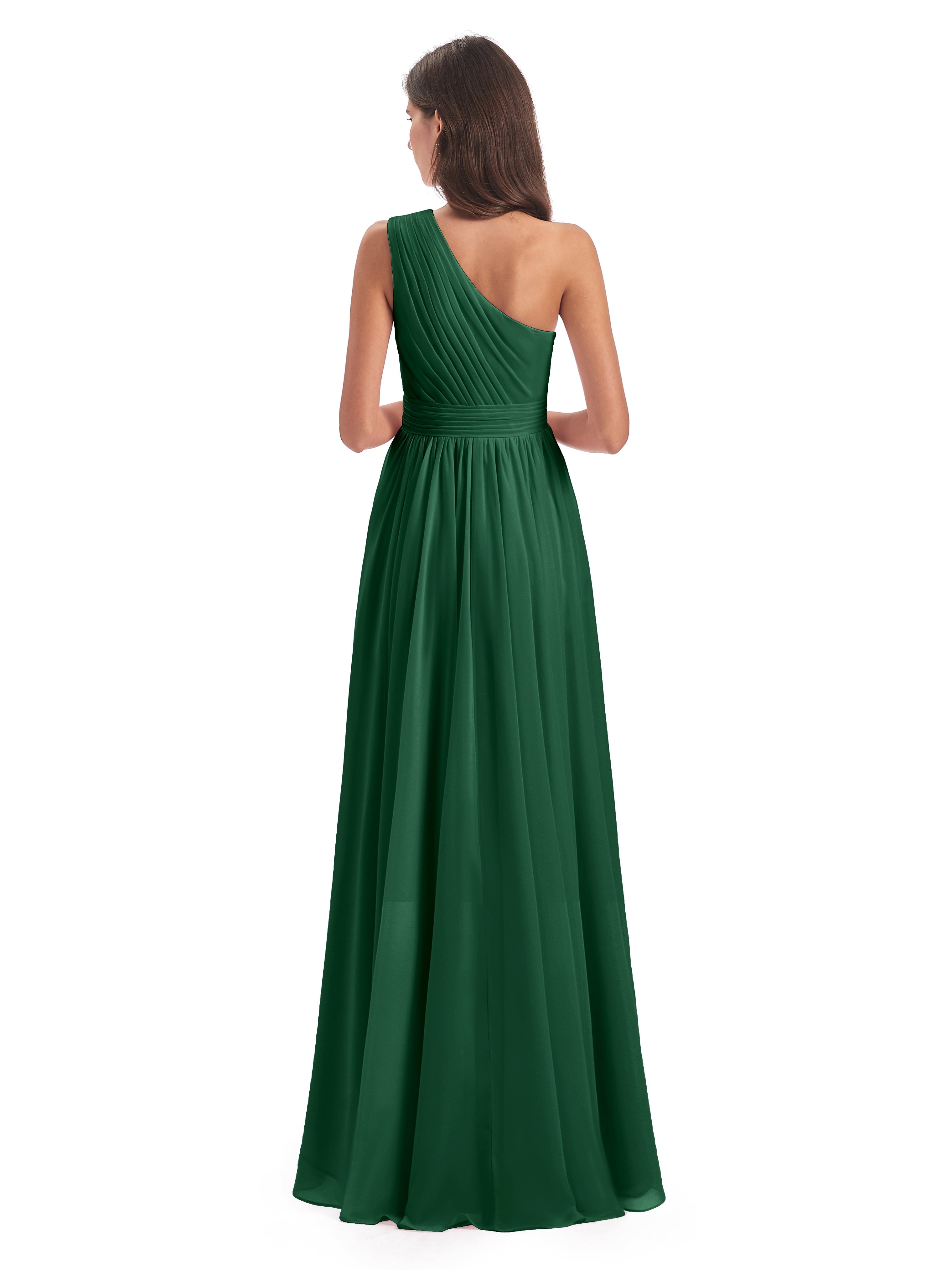 Demoiselle D'Honneur Vert Foncé Asymétrique Seule-Épaule Mousseline Robes Demoiselle D'Honneur