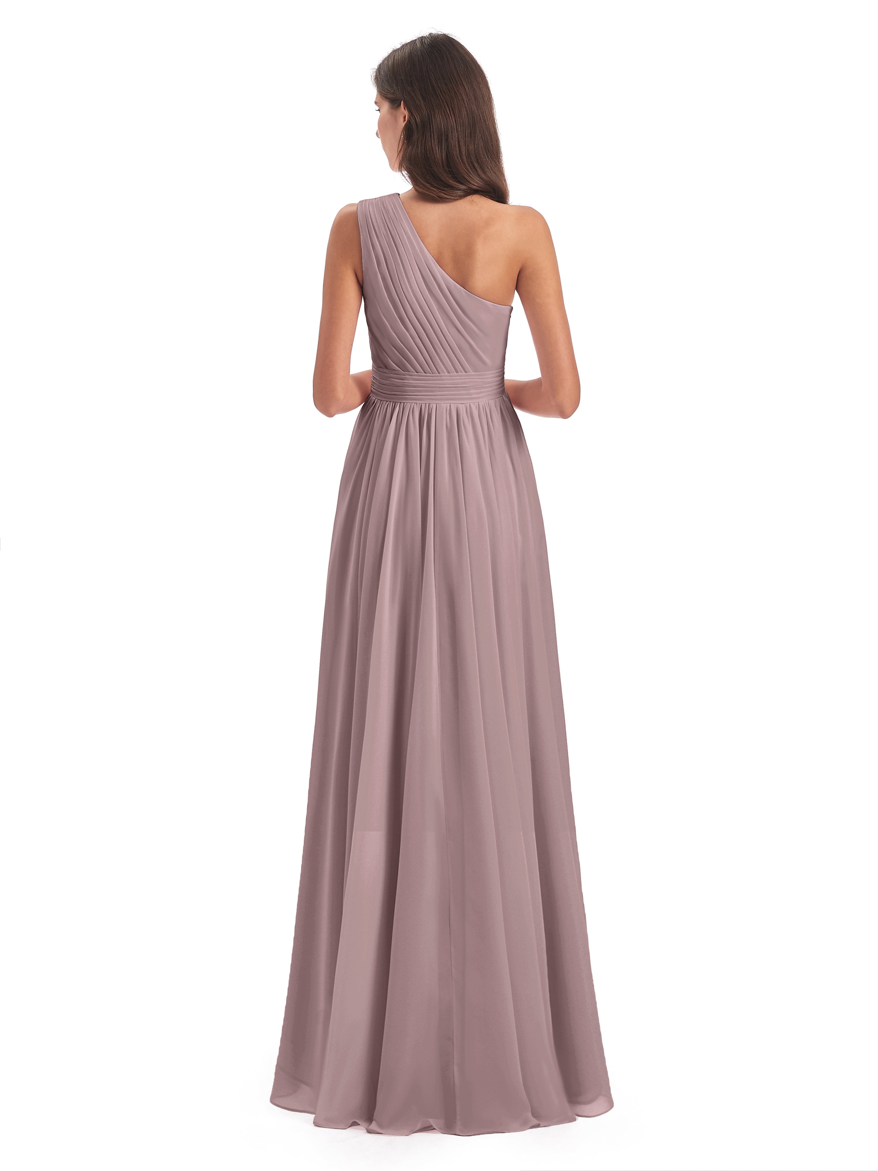 Robes De Demoiselle D'Honneur Vintage Mauve Asymétrique Seule-Épaule Mousseline Robes Demoiselle D'Honneur