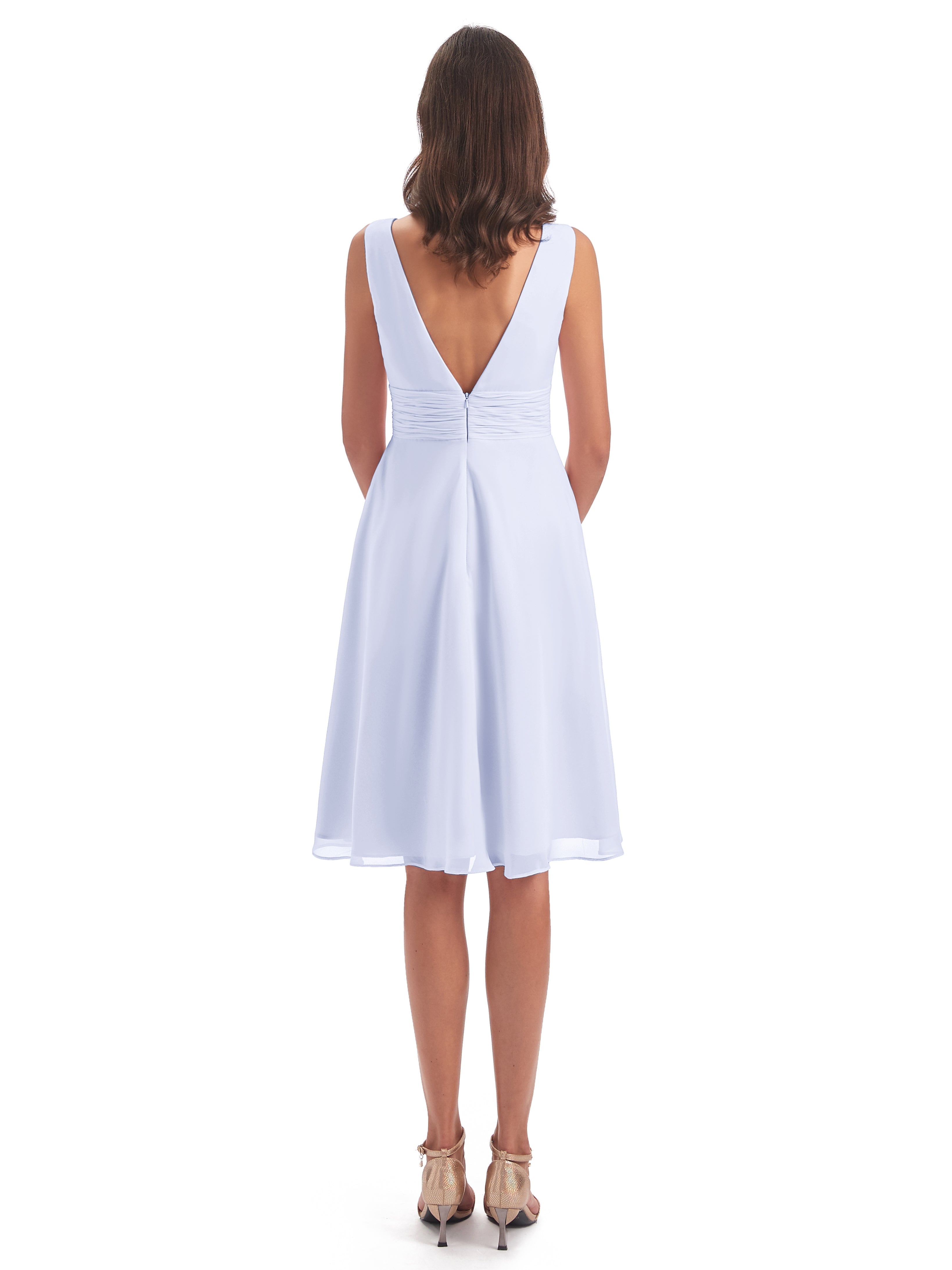 Robe Demoiselle D Honneur Lavande Haute Basse Col V Robes Demoiselle D'Honneur