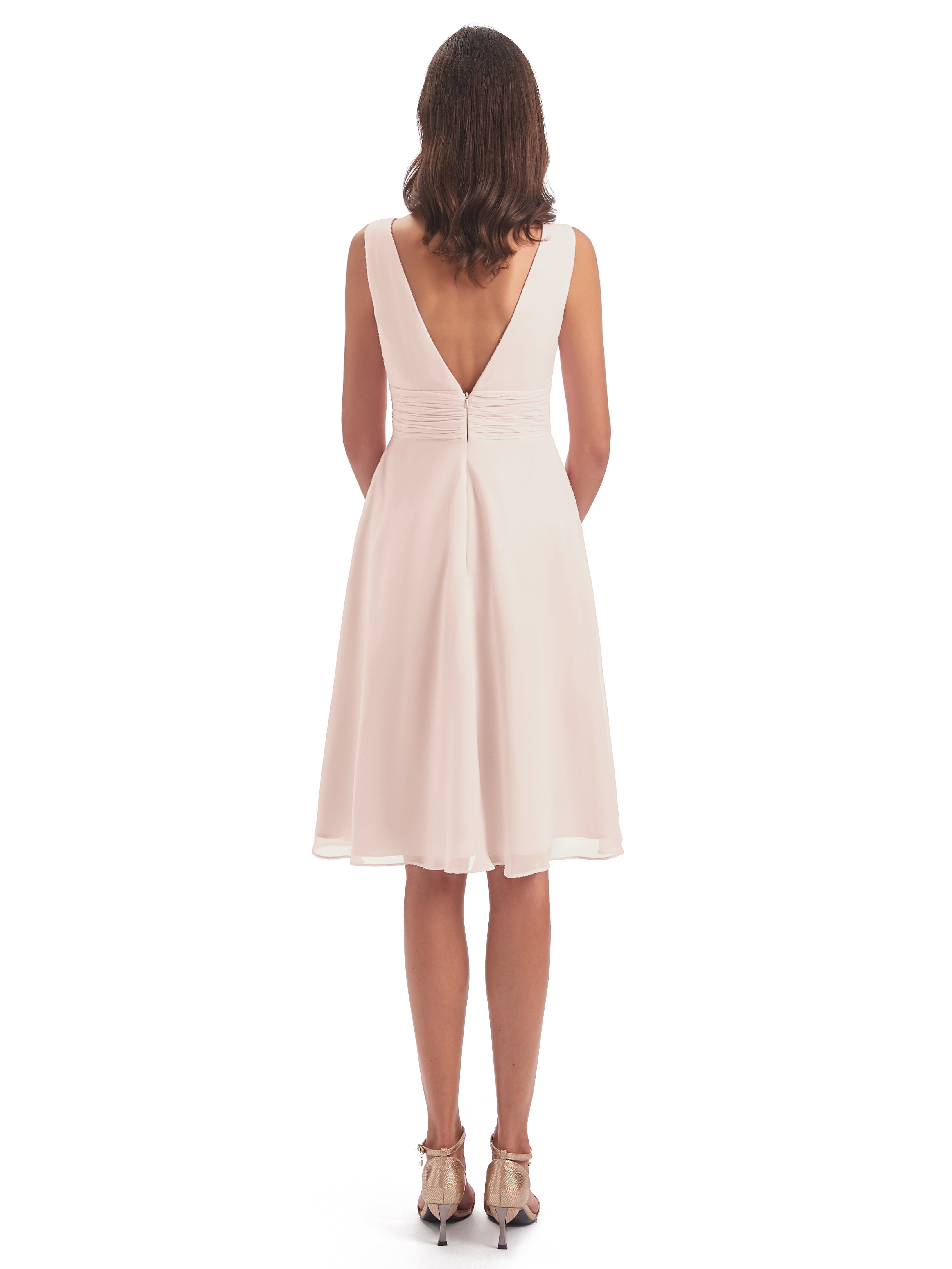 Robe De Demoiselle D'Honneur En Perles Haute Basse Col V Robes Demoiselle D'Honneur