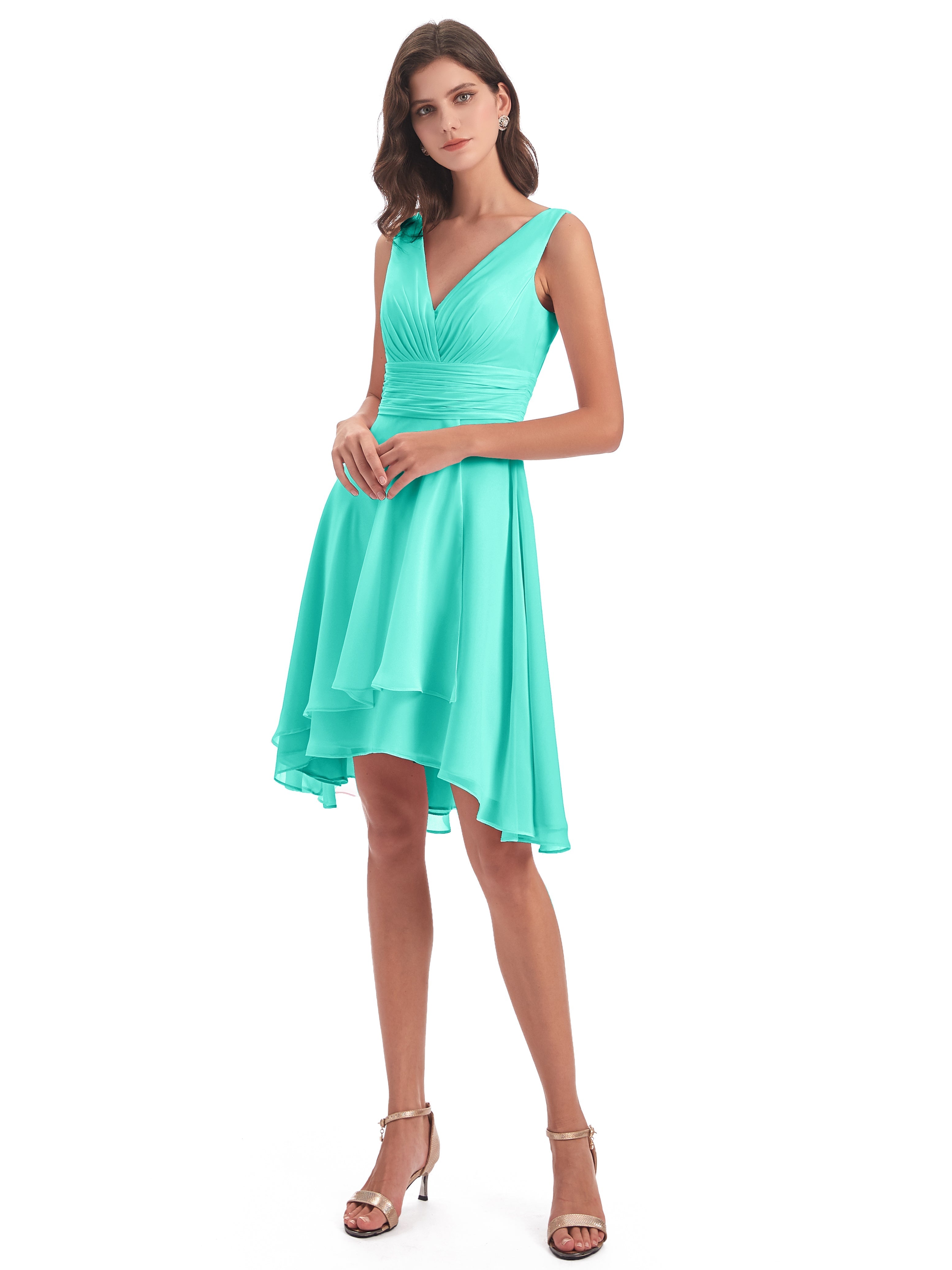 Robes De Demoiselle D'Honneur Spa Haute Basse Col V Robes Demoiselle D'Honneur