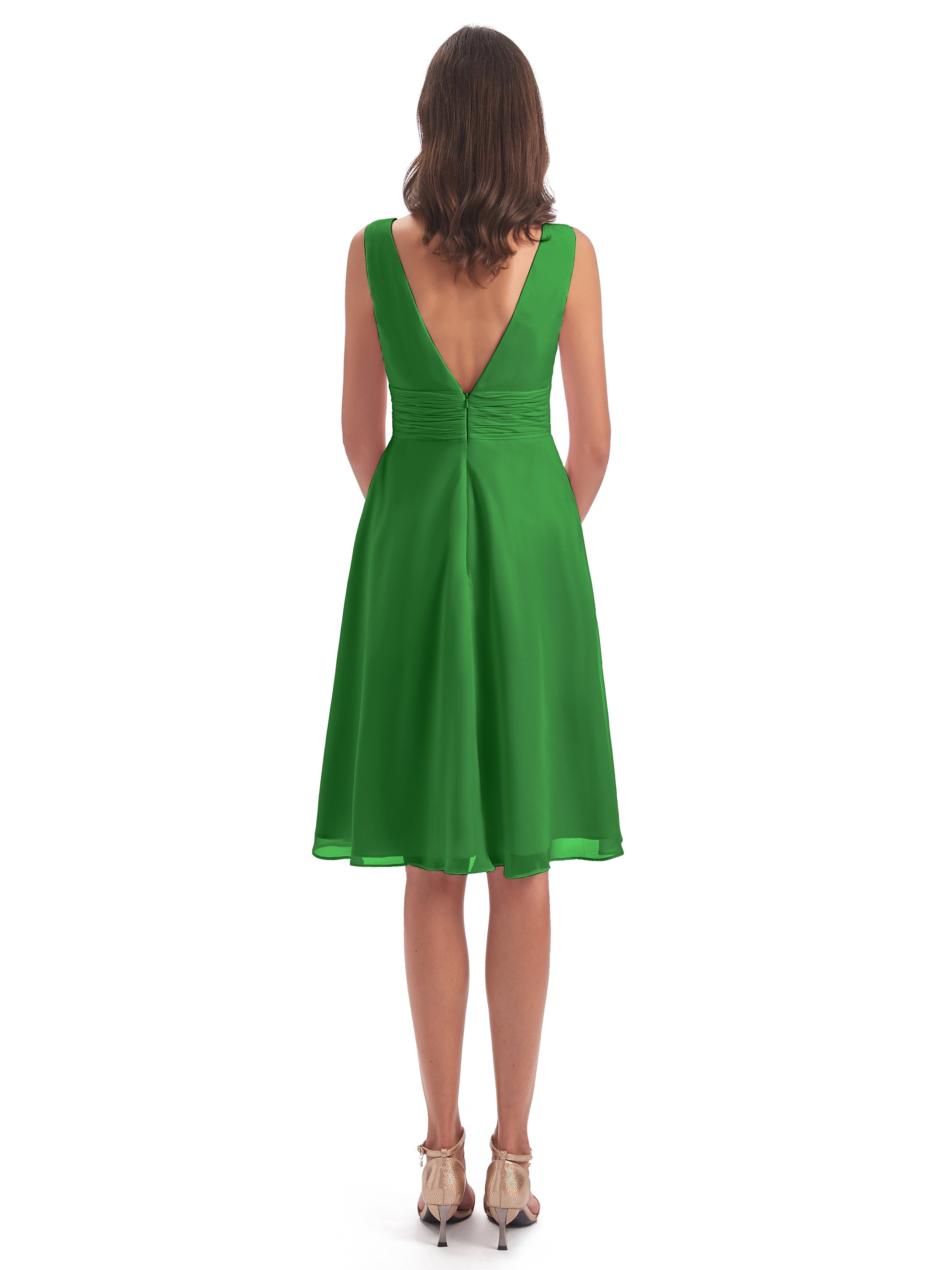 Robe Demoiselle D Honneur Vert Haute Basse Col V Robes Demoiselle D'Honneur