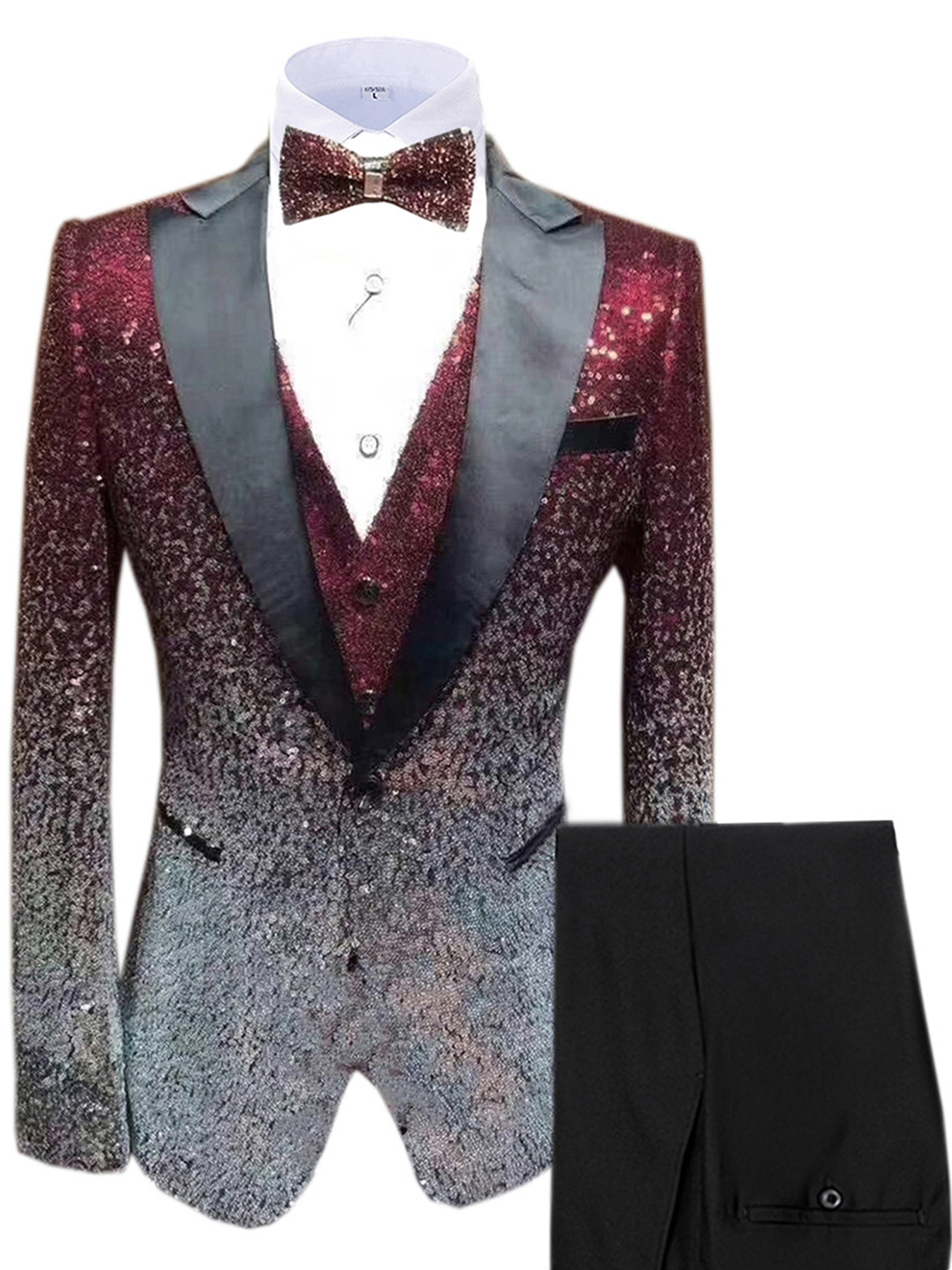 Costume de mariage 3 pièces à Paillettes pour hommes