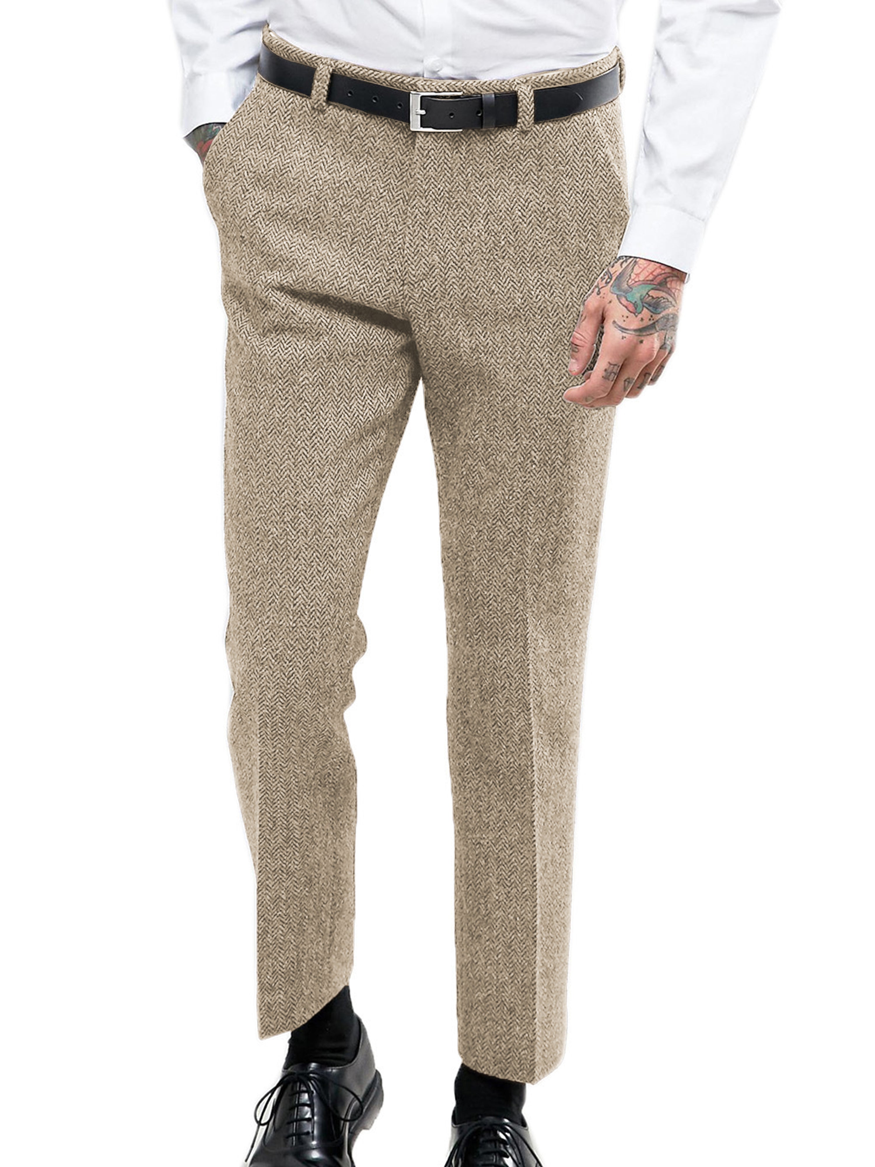 Pantalon de costume classique et décontracté pour hommes en CHAMPAGNE