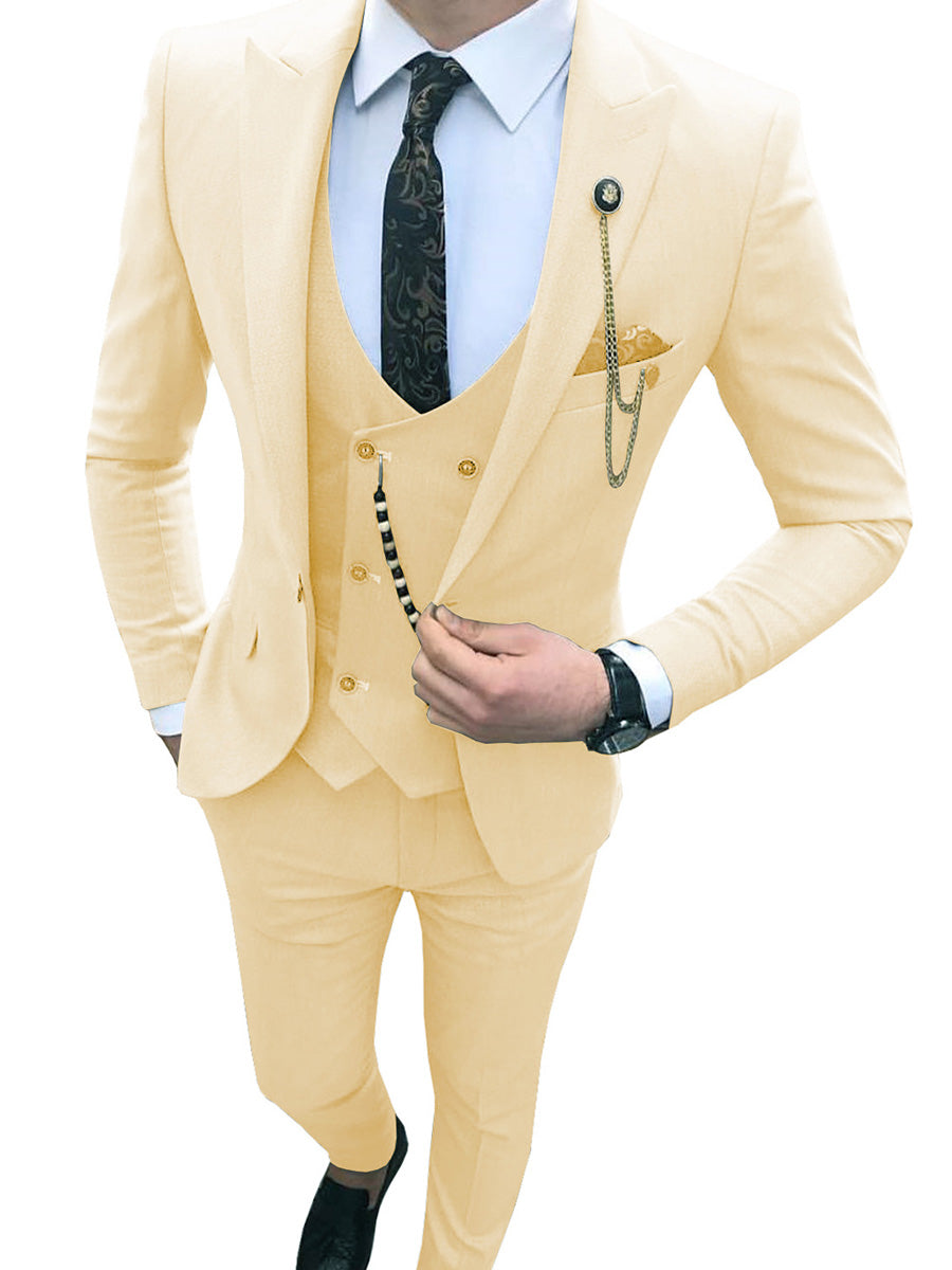 Costume Homme 3 Pièces CHAMPAGNE Coupe Slim et Style Coréen Moderne pour une Silhouette Affinée en Affaires