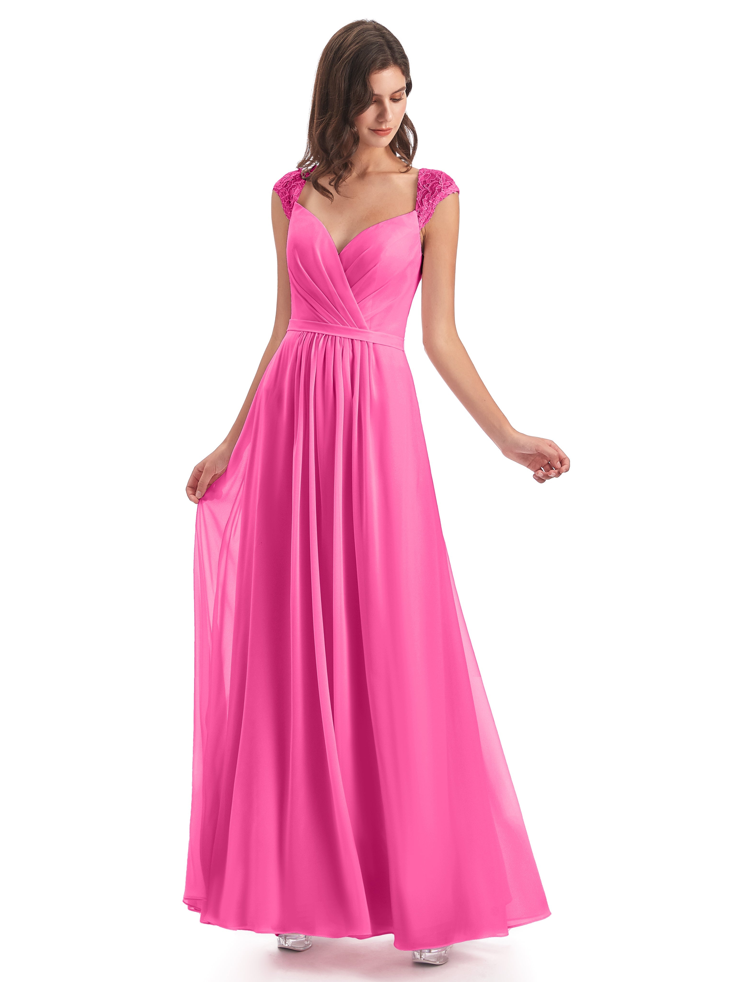 Robe Demoiselle D Honneur Azalée Mancherons Dos Ouvert Mousseline Robes Demoiselle D'Honneur