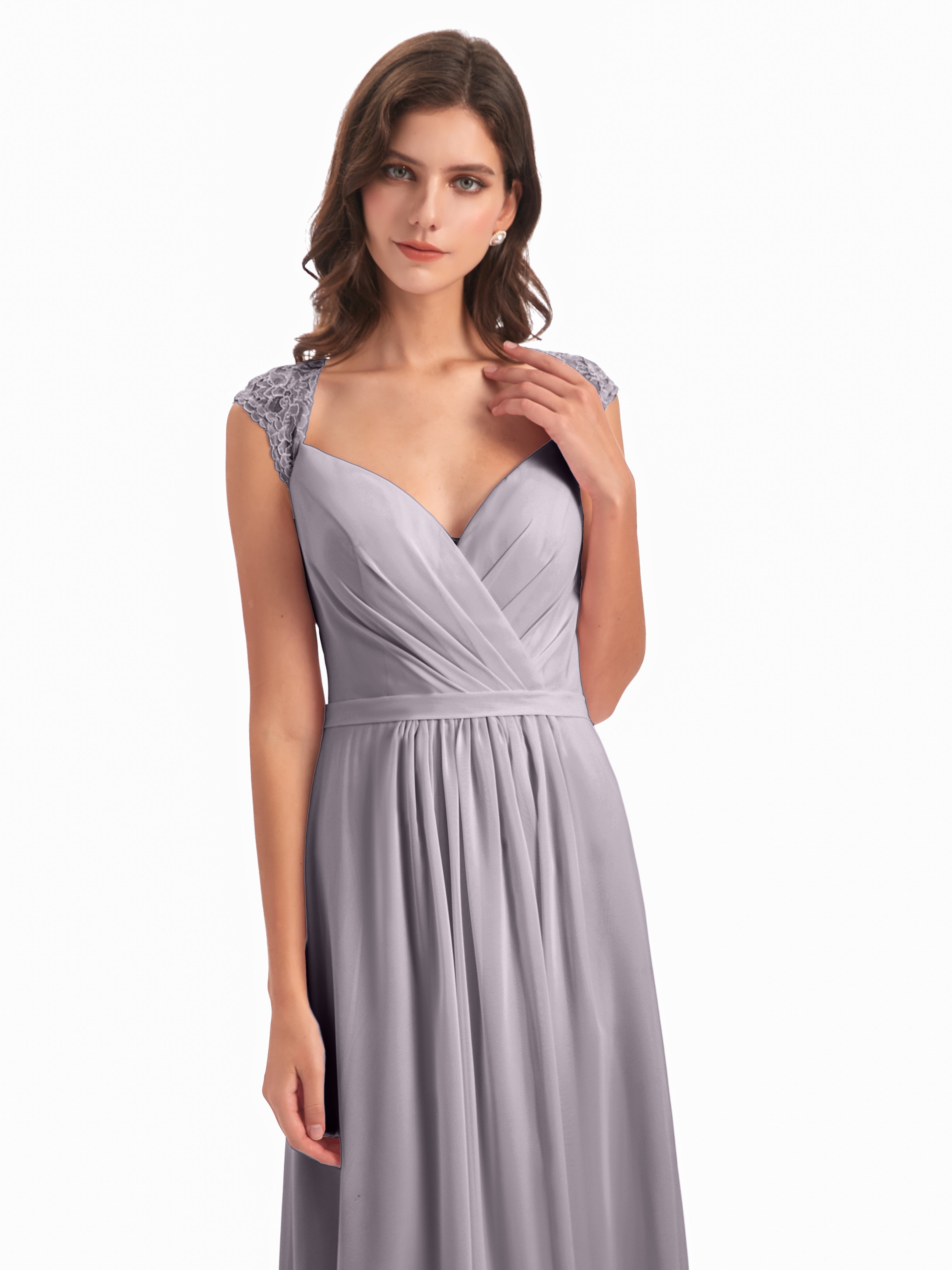 Robes De Demoiselle D'Honneur Crépuscule Mancherons Dos Ouvert Mousseline Robes Demoiselle D'Honneur