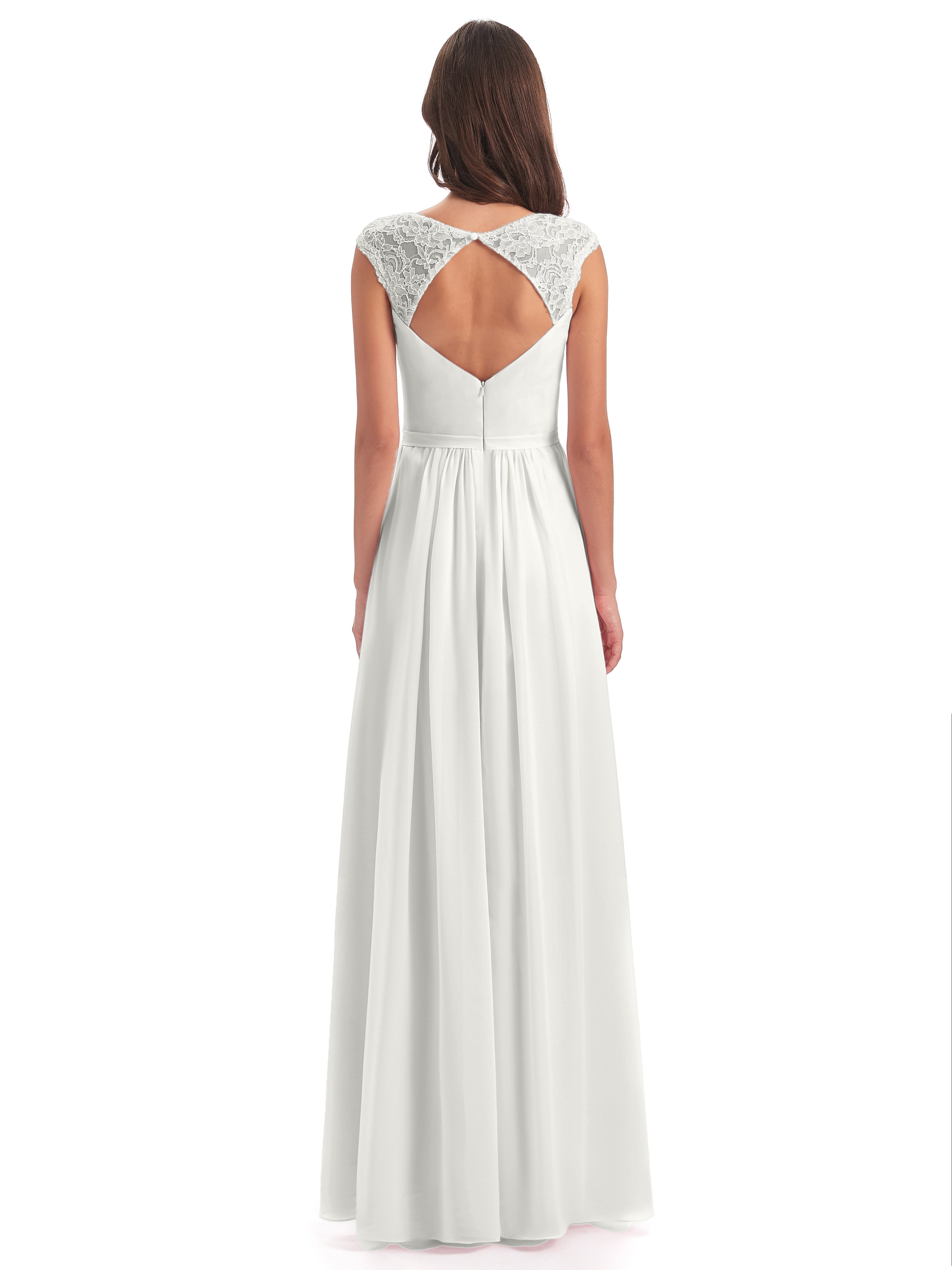 Robe Ivoire Demoiselle D Honneur Mancherons Dos Ouvert Mousseline Robes Demoiselle D'Honneur