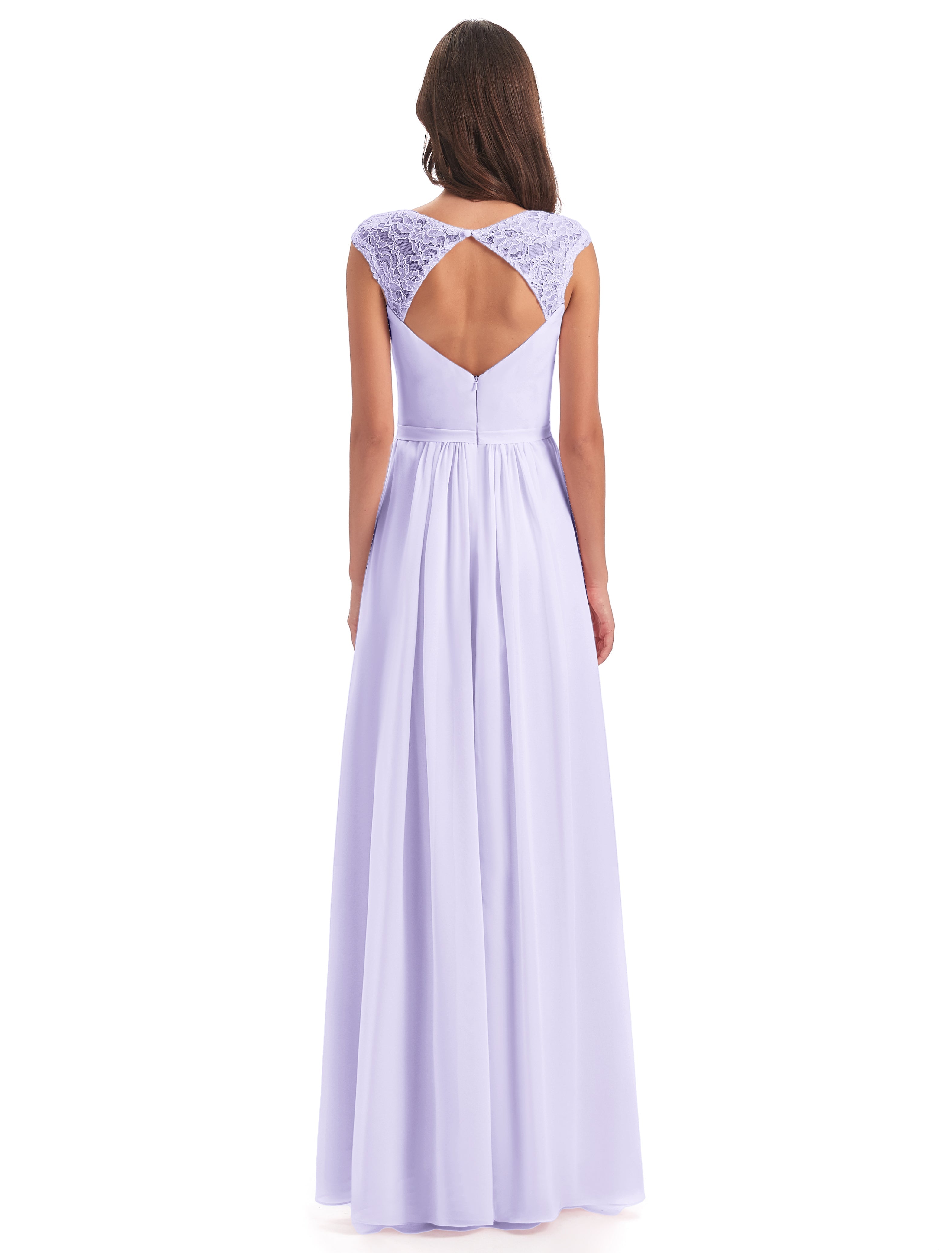 Robe De Demoiselle D Honneur Lilas Mancherons Dos Ouvert Mousseline Robes Demoiselle D'Honneur