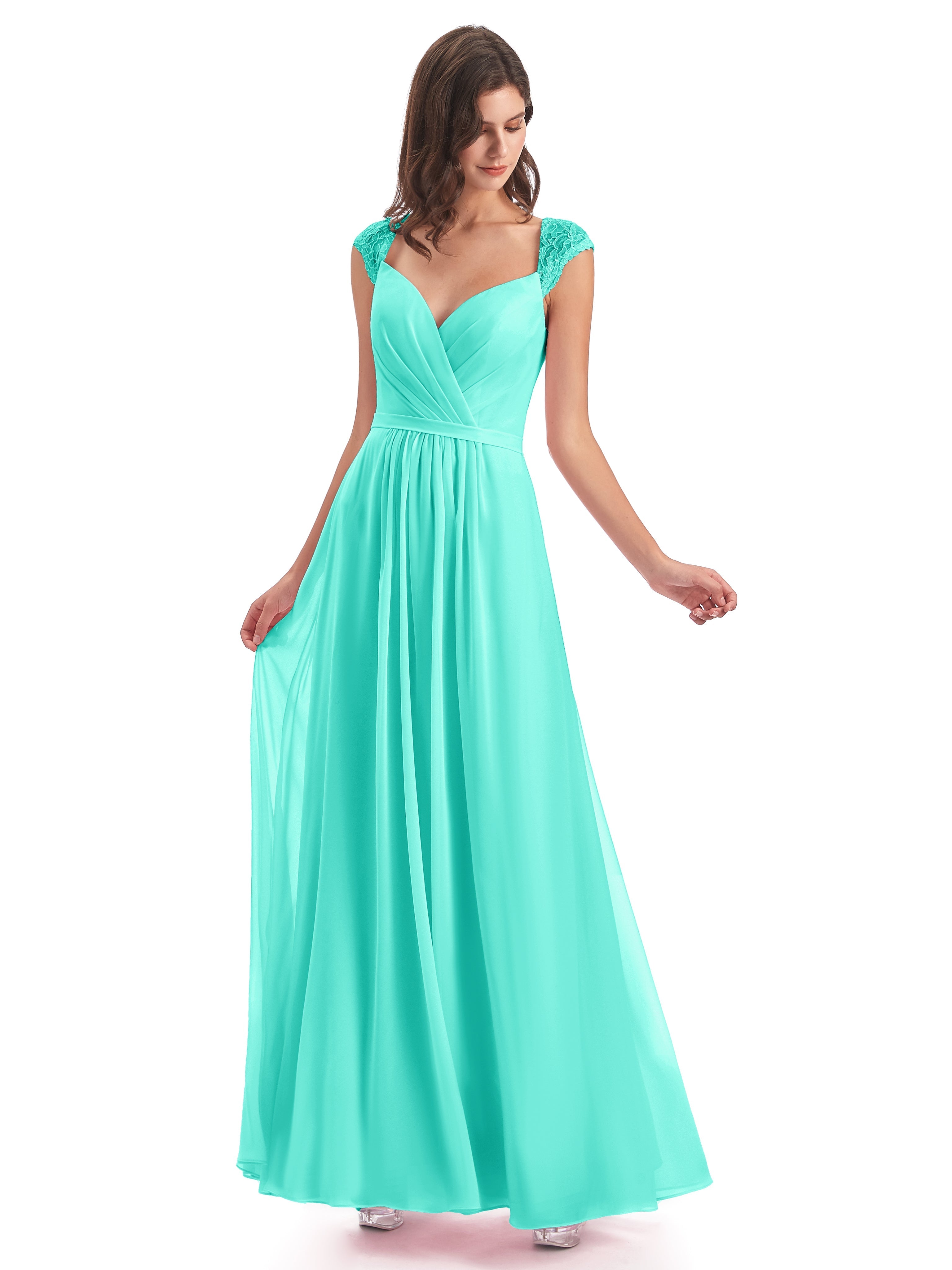 Robes De Demoiselle D'Honneur Spa Mancherons Dos Ouvert Mousseline Robes Demoiselle D'Honneur