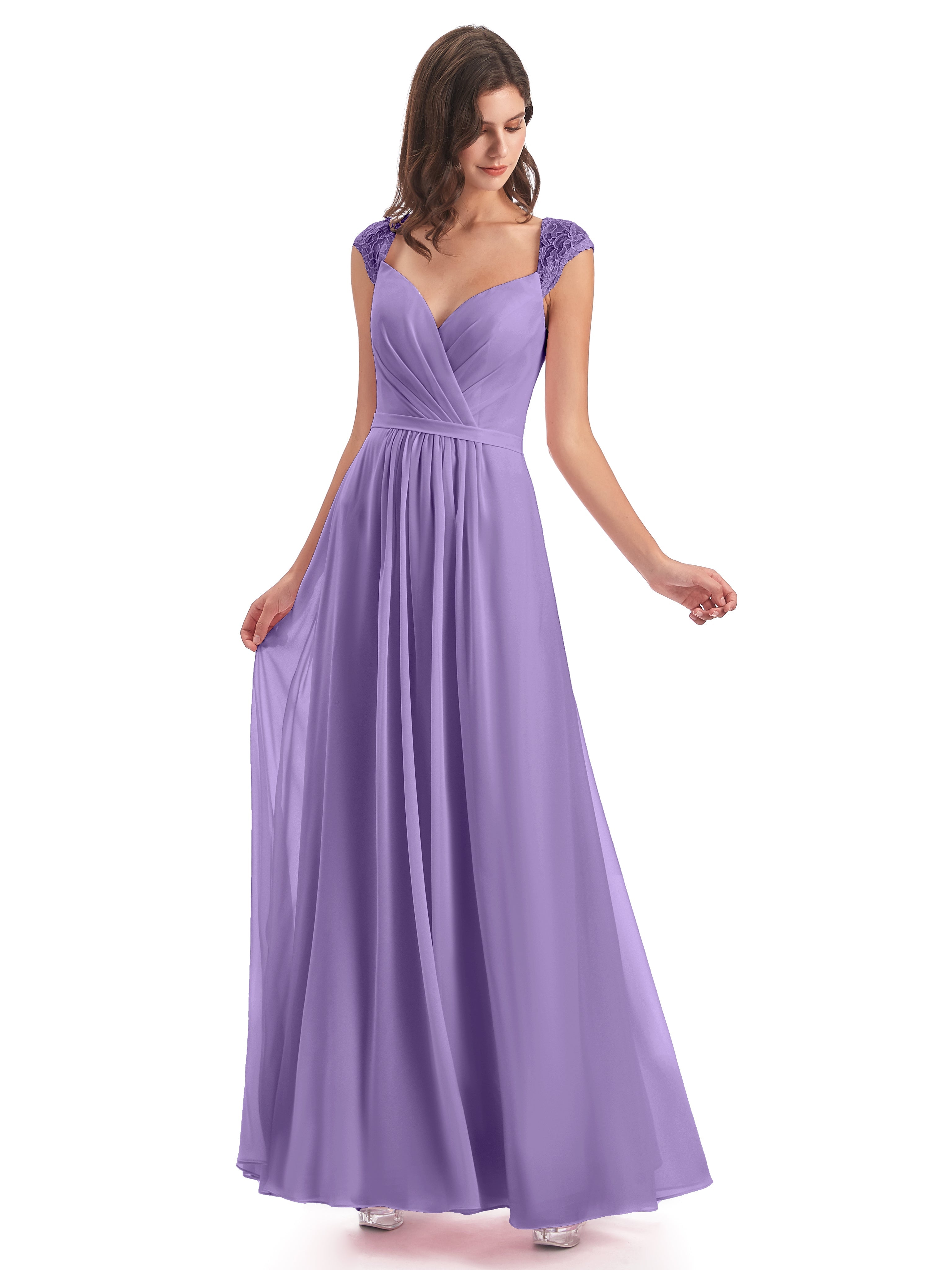 Robes De Demoiselle D'Honneur Tahiti Mancherons Dos Ouvert Mousseline Robes Demoiselle D'Honneur