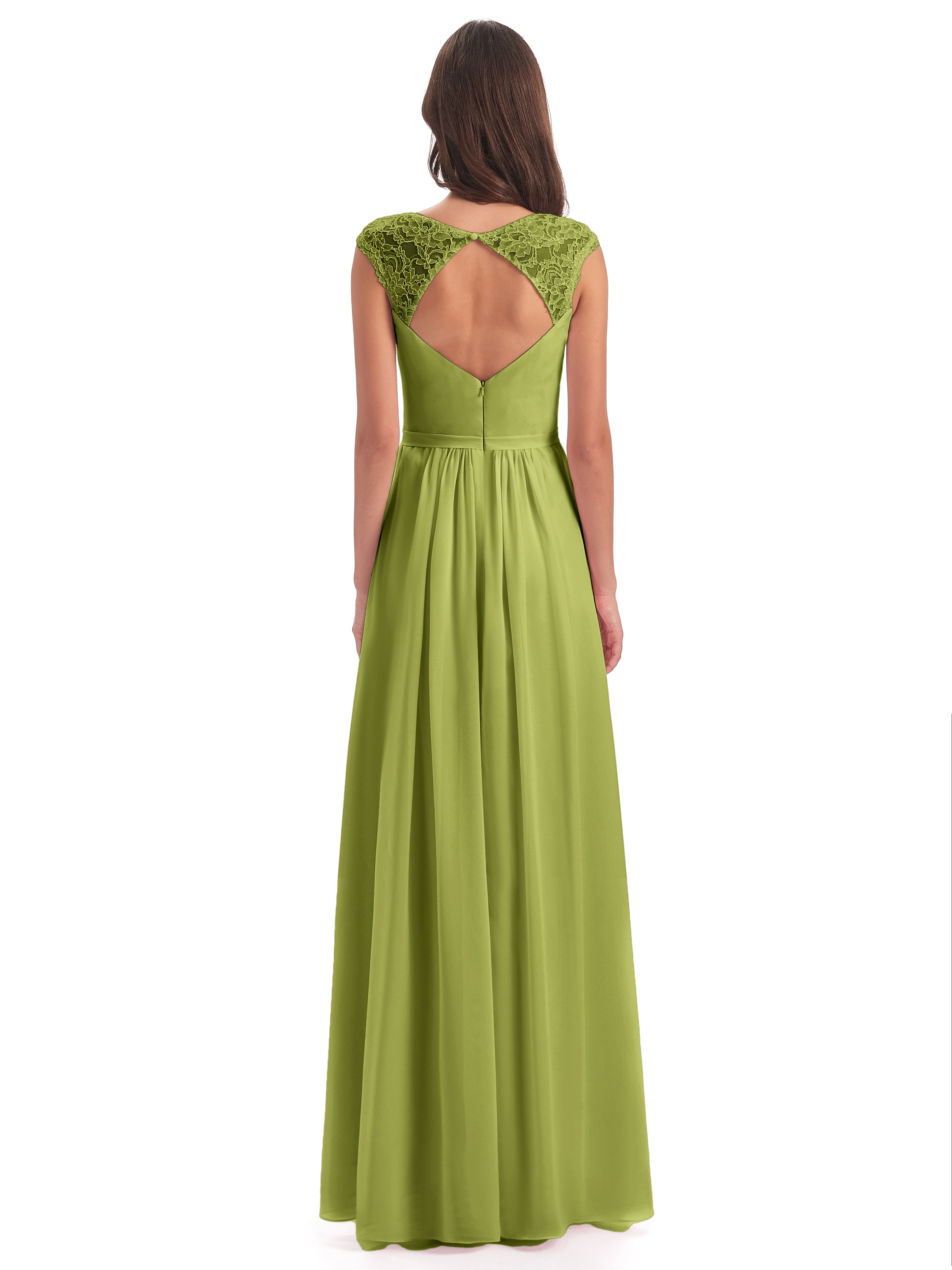 Robes De Demoiselle D'Honneur Trèfle Mancherons Dos Ouvert Mousseline Robes Demoiselle D'Honneur