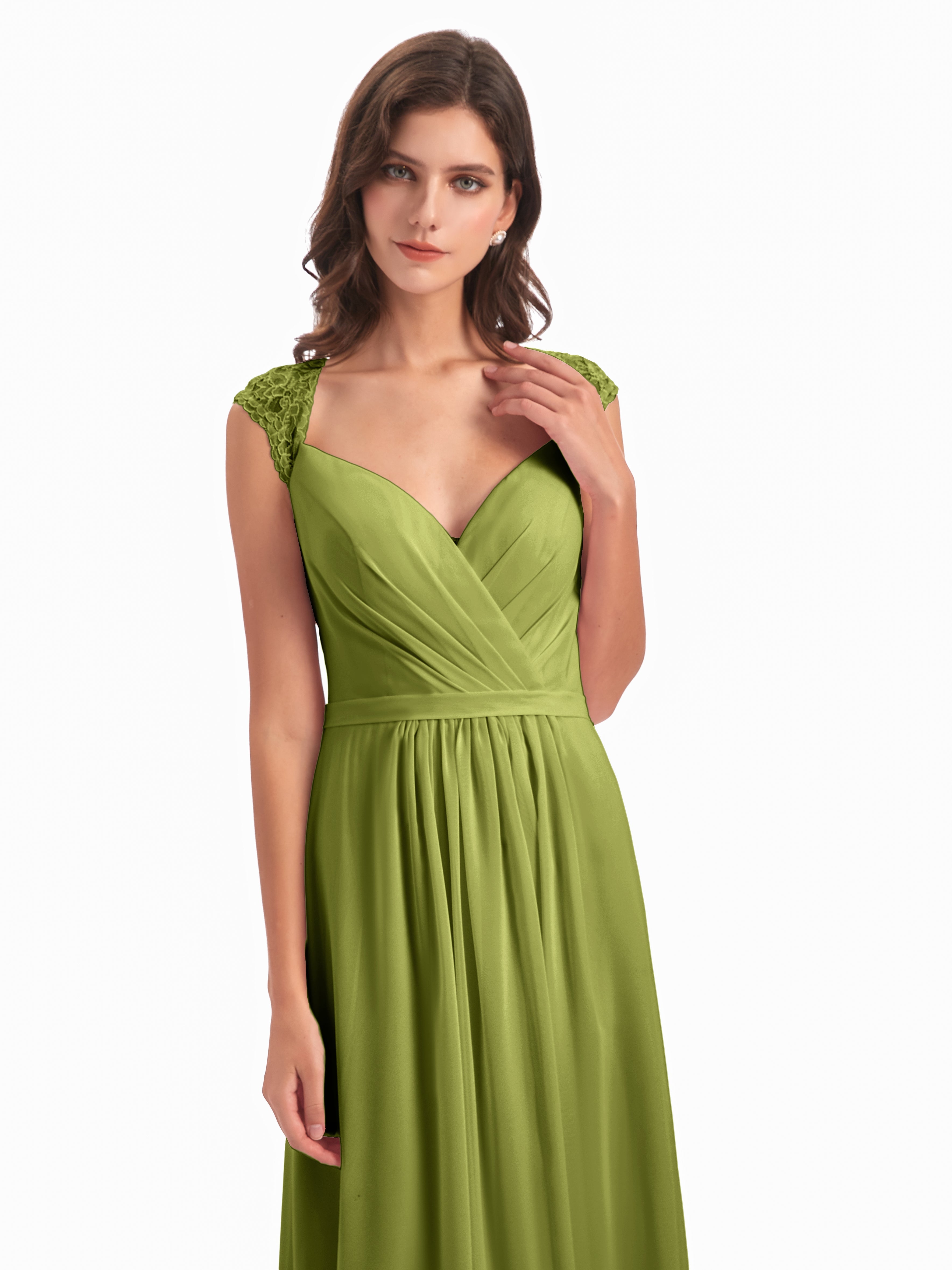 Robes De Demoiselle D'Honneur Trèfle Mancherons Dos Ouvert Mousseline Robes Demoiselle D'Honneur