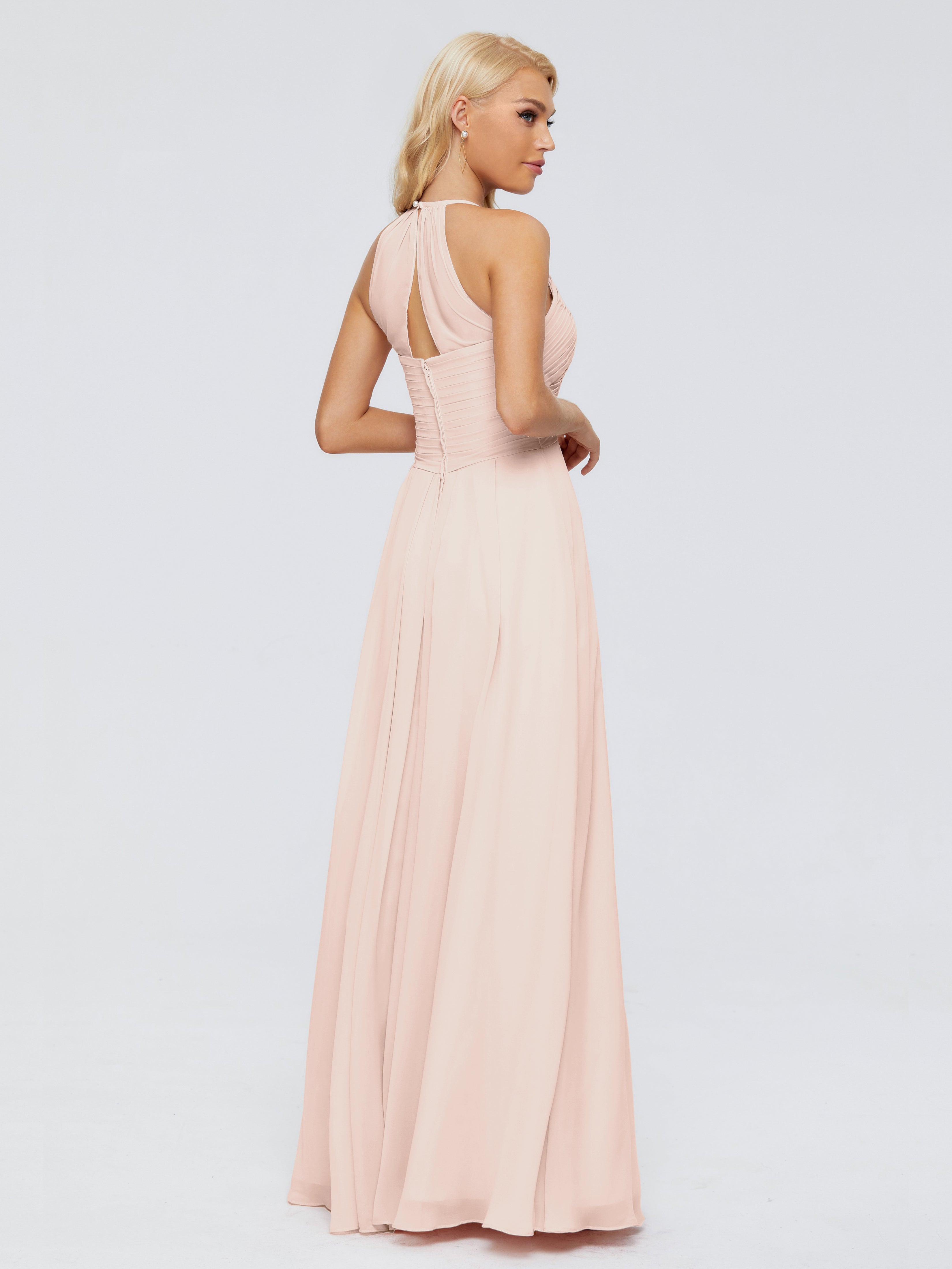 Robe De Demoiselle D'Honneur En Perles Finley Trapèze Licou Mousseline Robes Demoiselle D'Honneur