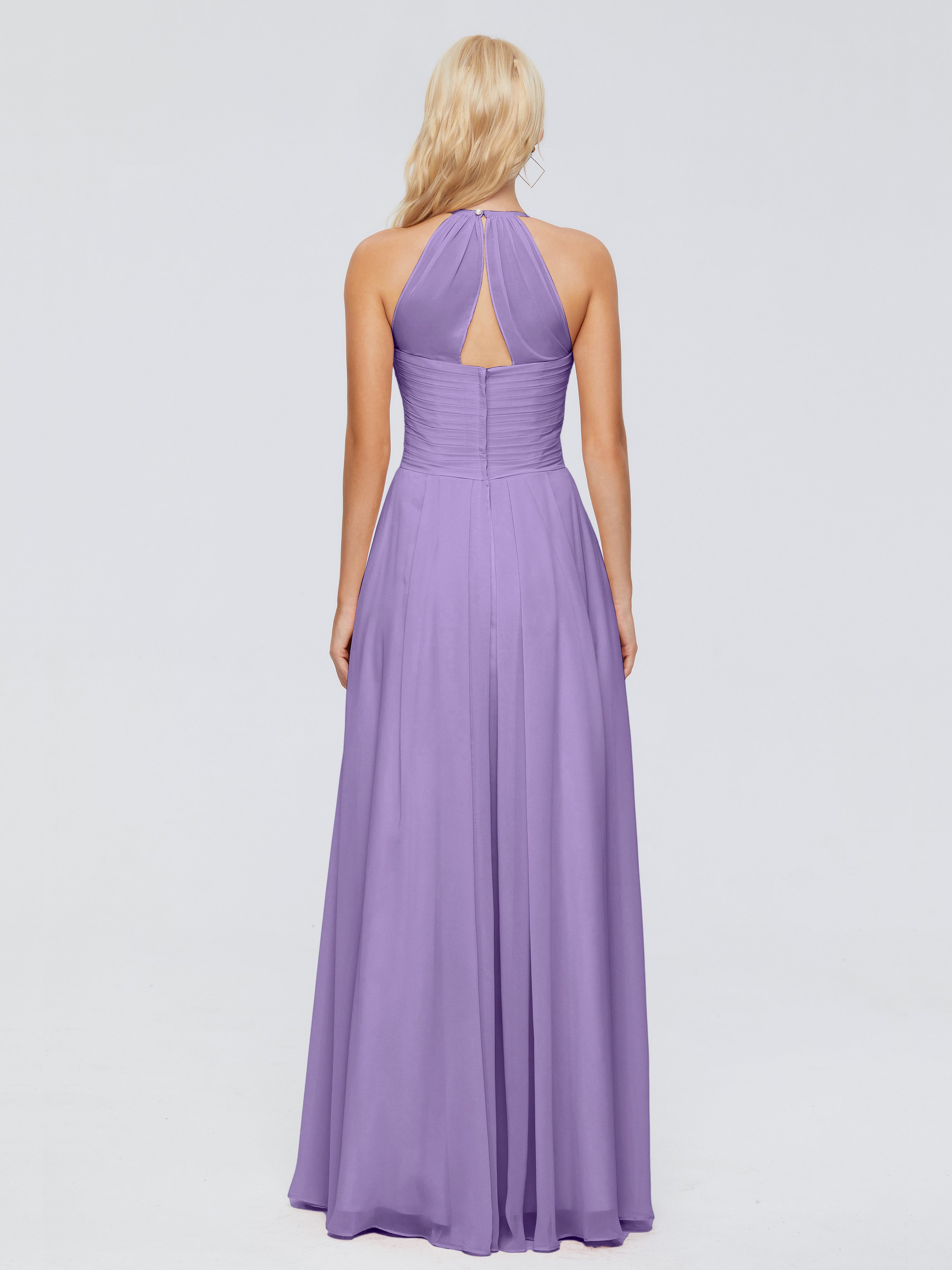 Robes De Demoiselle D'Honneur Tahiti Finley Trapèze Licou Mousseline Robes Demoiselle D'Honneur