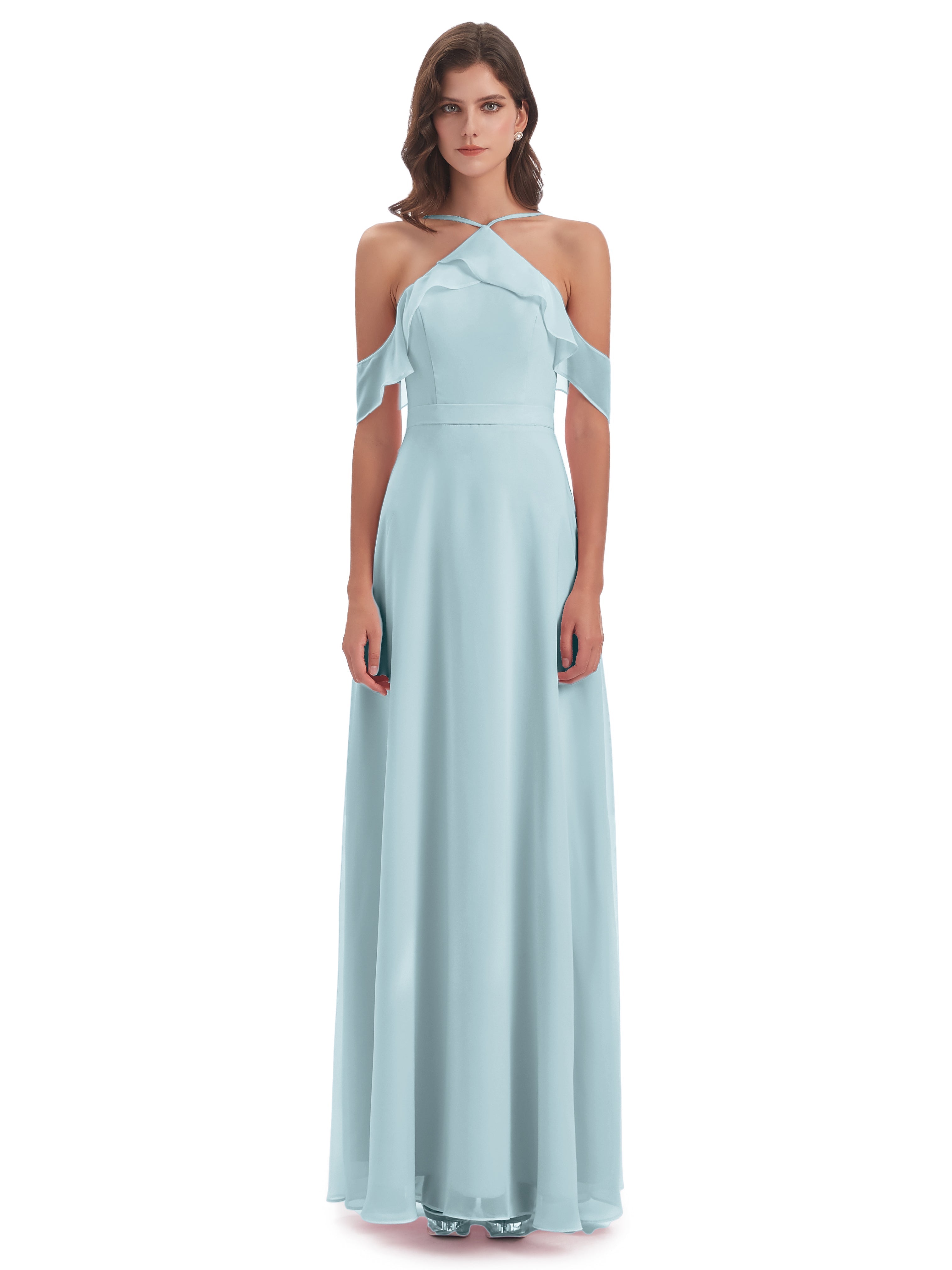 Robe De Demoiselle D'Honneur Brume Fourreau/Colonne Hors-La-Épaule Mousseline Robes Demoiselle D'Honneur