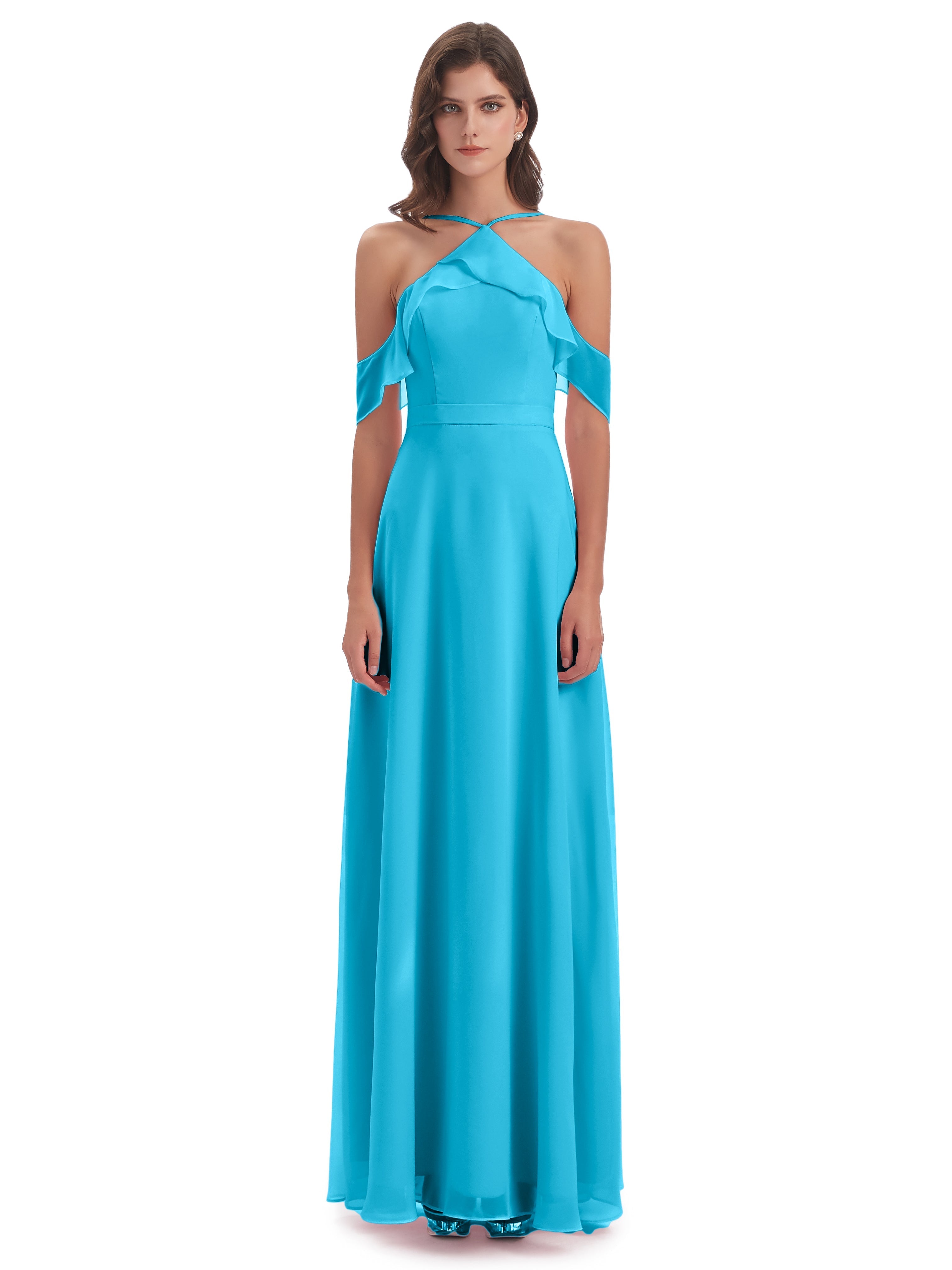 Robe De Demoiselle D'Honneur En Piscine Fourreau/Colonne Hors-La-Épaule Mousseline Robes Demoiselle D'Honneur