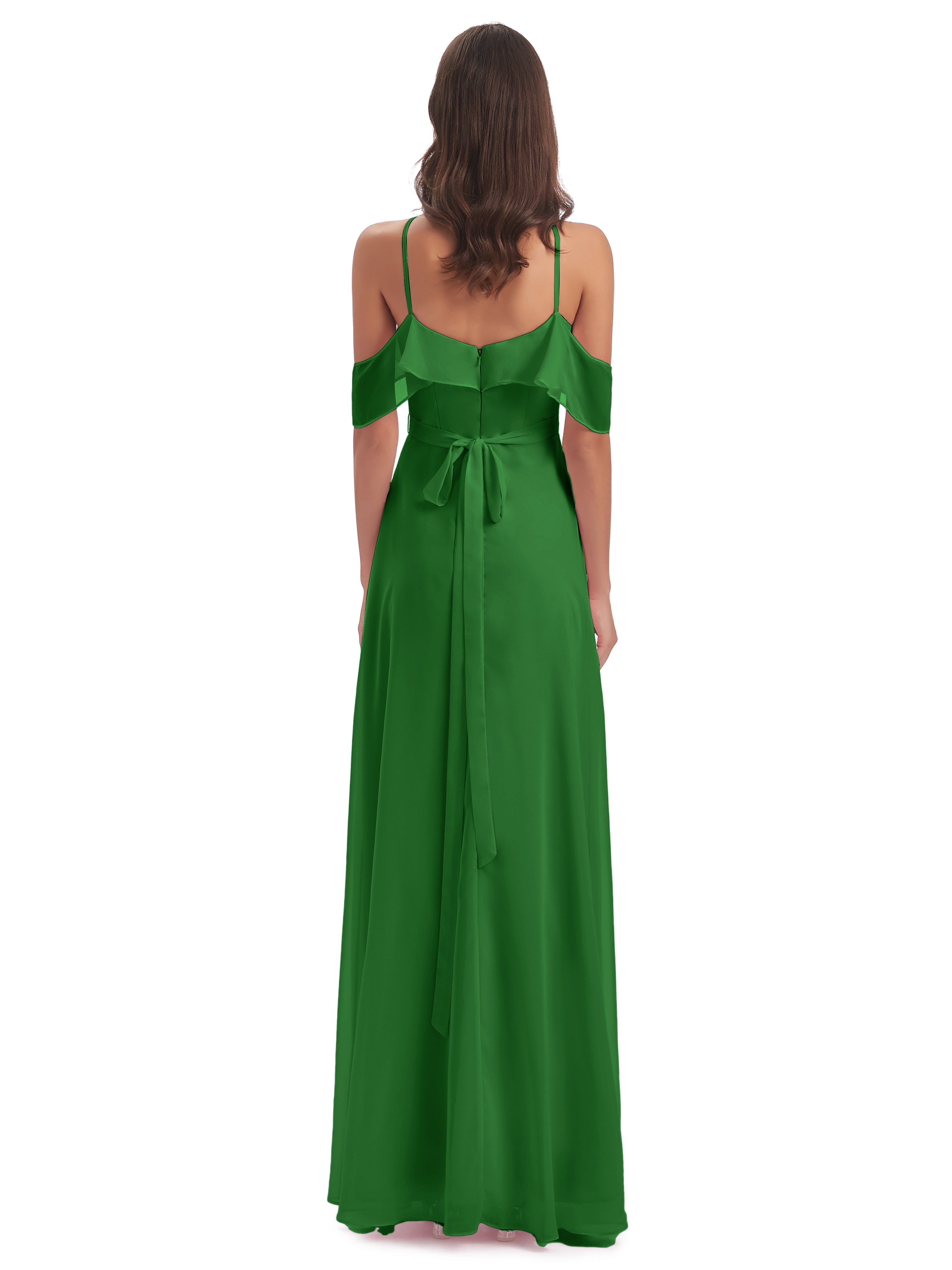 Robe Demoiselle D Honneur Verte Fourreau/Colonne Hors-La-Épaule Mousseline Robes Demoiselle D'Honneur