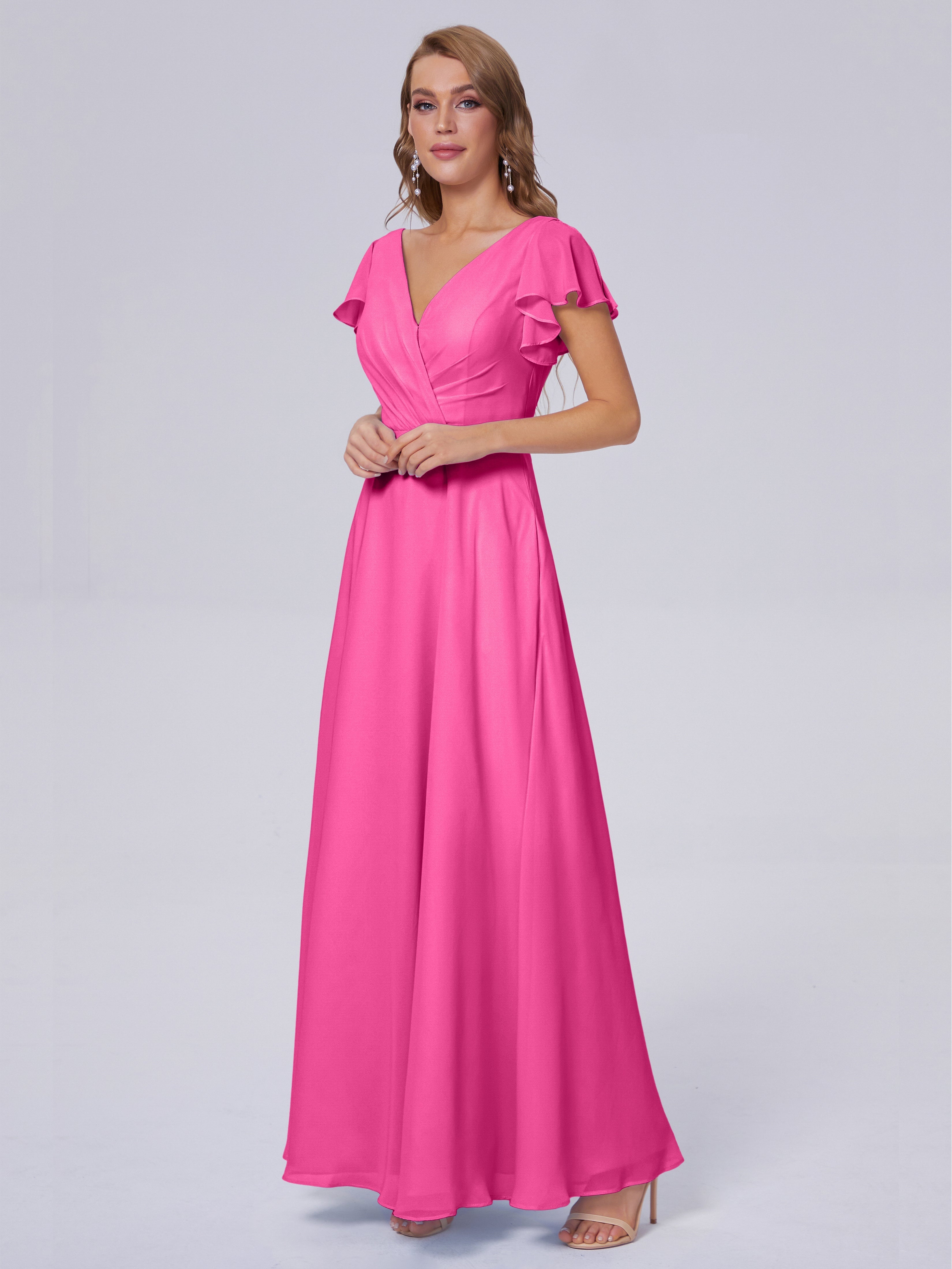 Robe Demoiselle D Honneur Azalée Col V Mousseline Robes Demoiselle D'Honneur