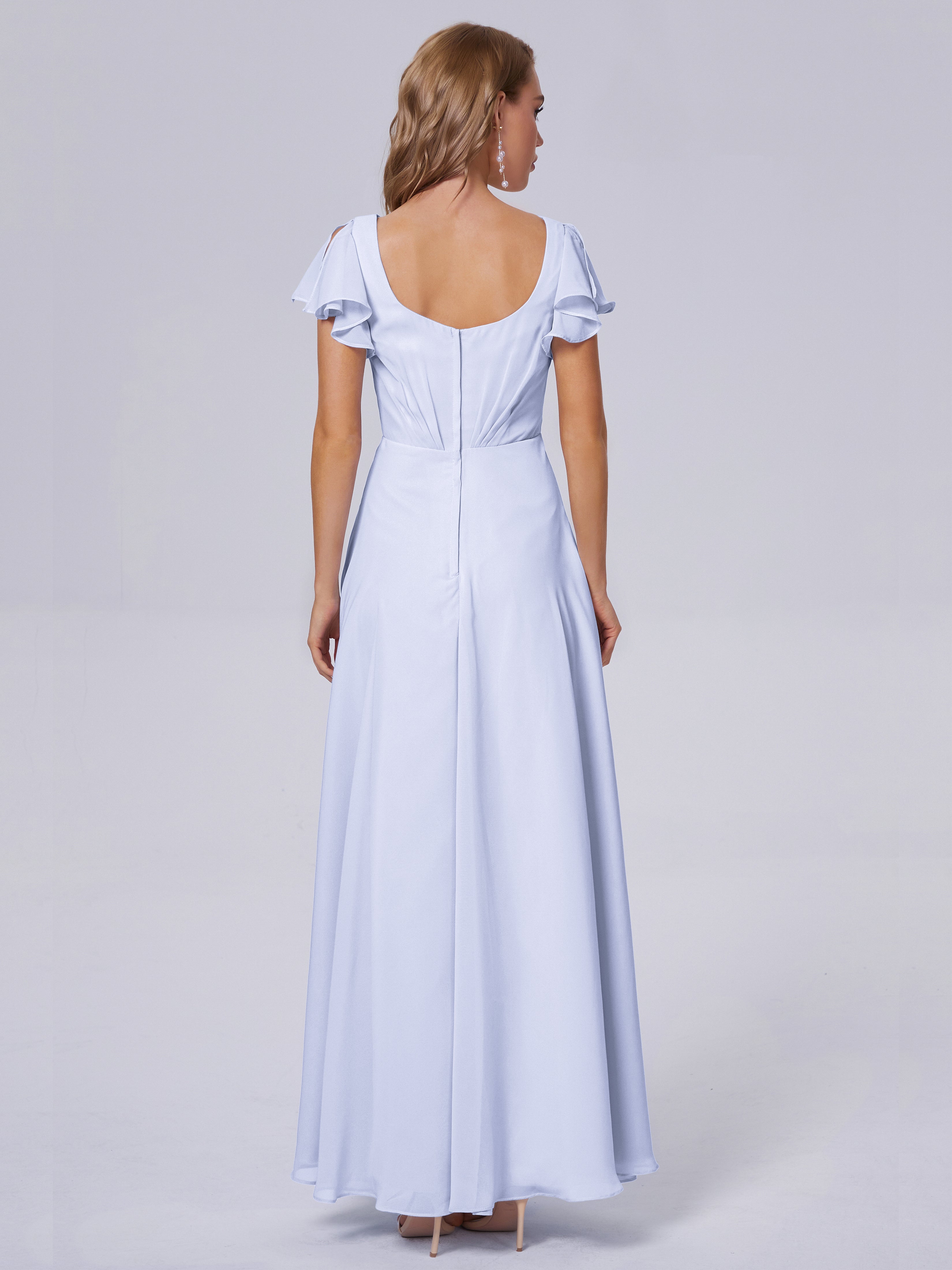 Robes De Demoiselle D'Honneur Lavande Col V Mousseline Robes Demoiselle D'Honneur
