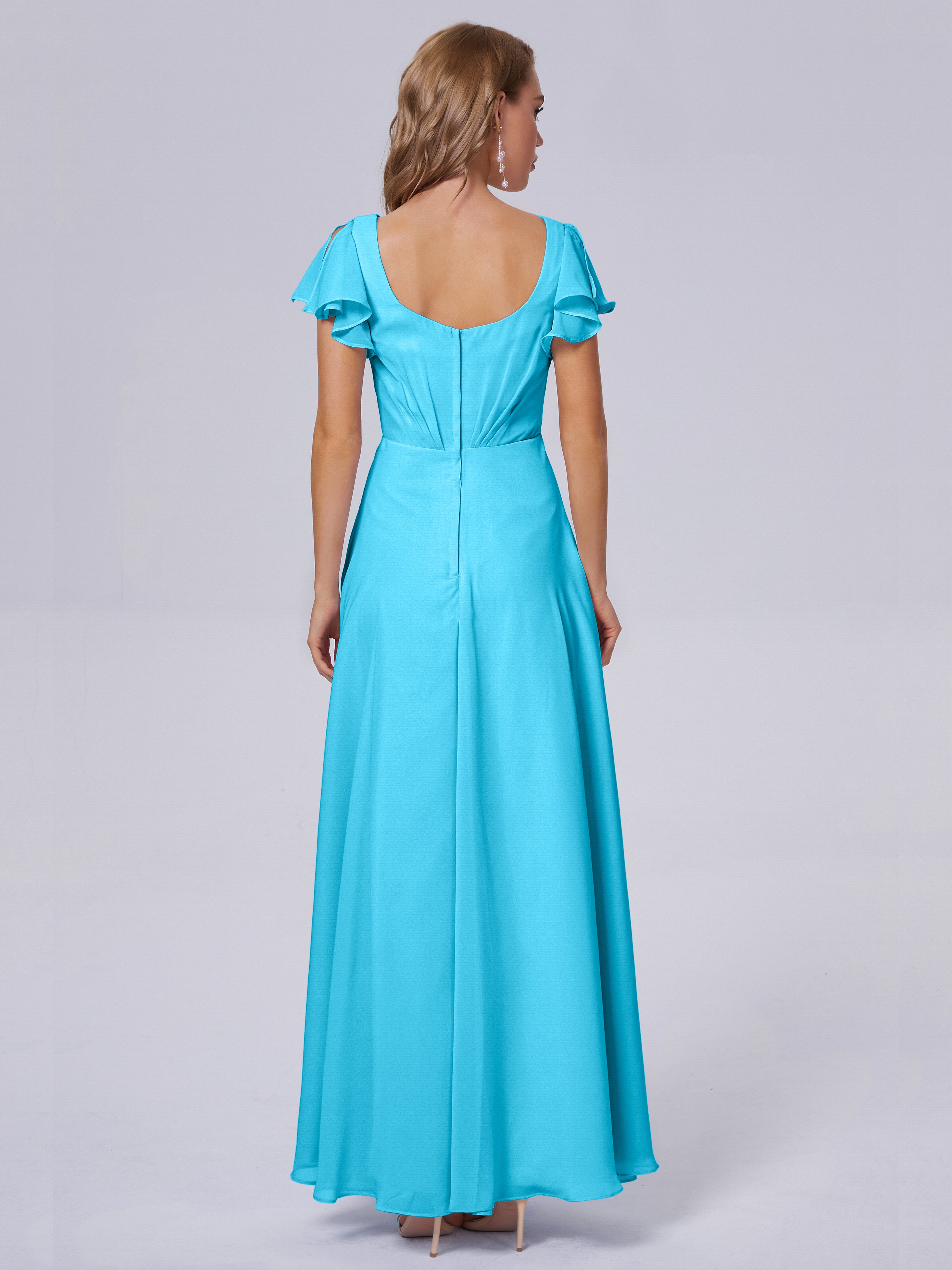 Robe De Demoiselle D'Honneur En Piscine Col V Mousseline Robes Demoiselle D'Honneur