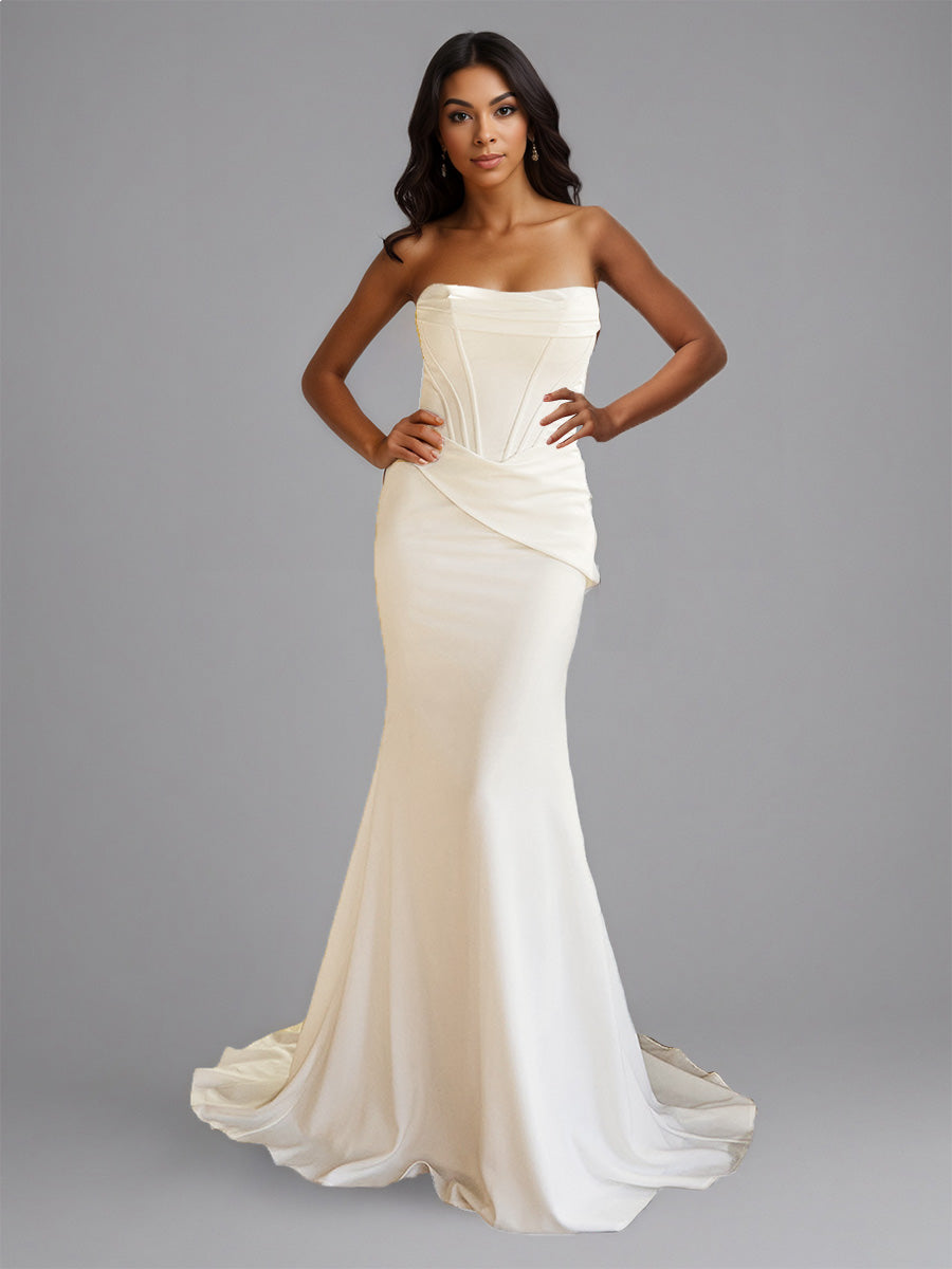 Cicinia Ivoire Robe de Mariée Trompette sans Manches Fermeture Dos à Glissière Époustouflante