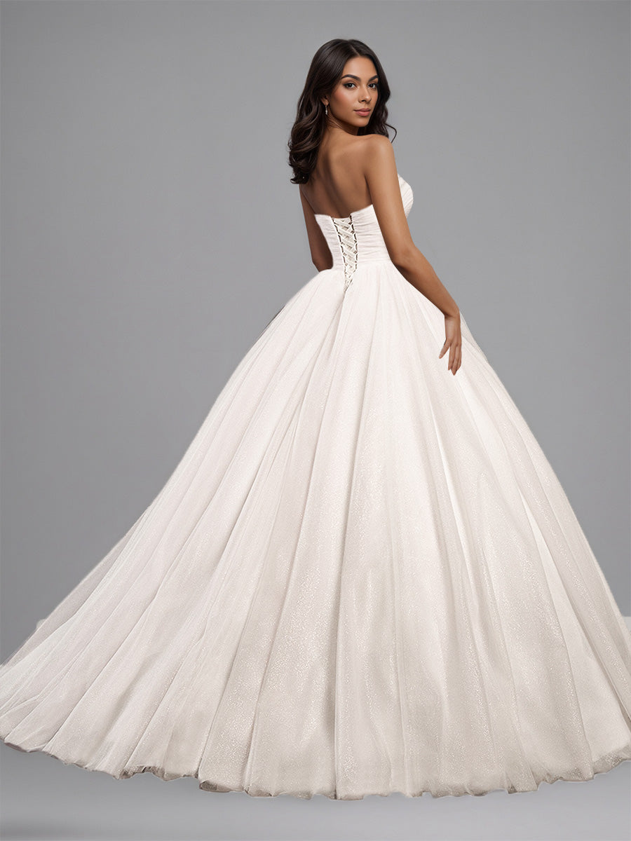 Cicinia Ivoire Robe de Mariée Princesse A-Line sans Manches Décolleté Cœur Perlé