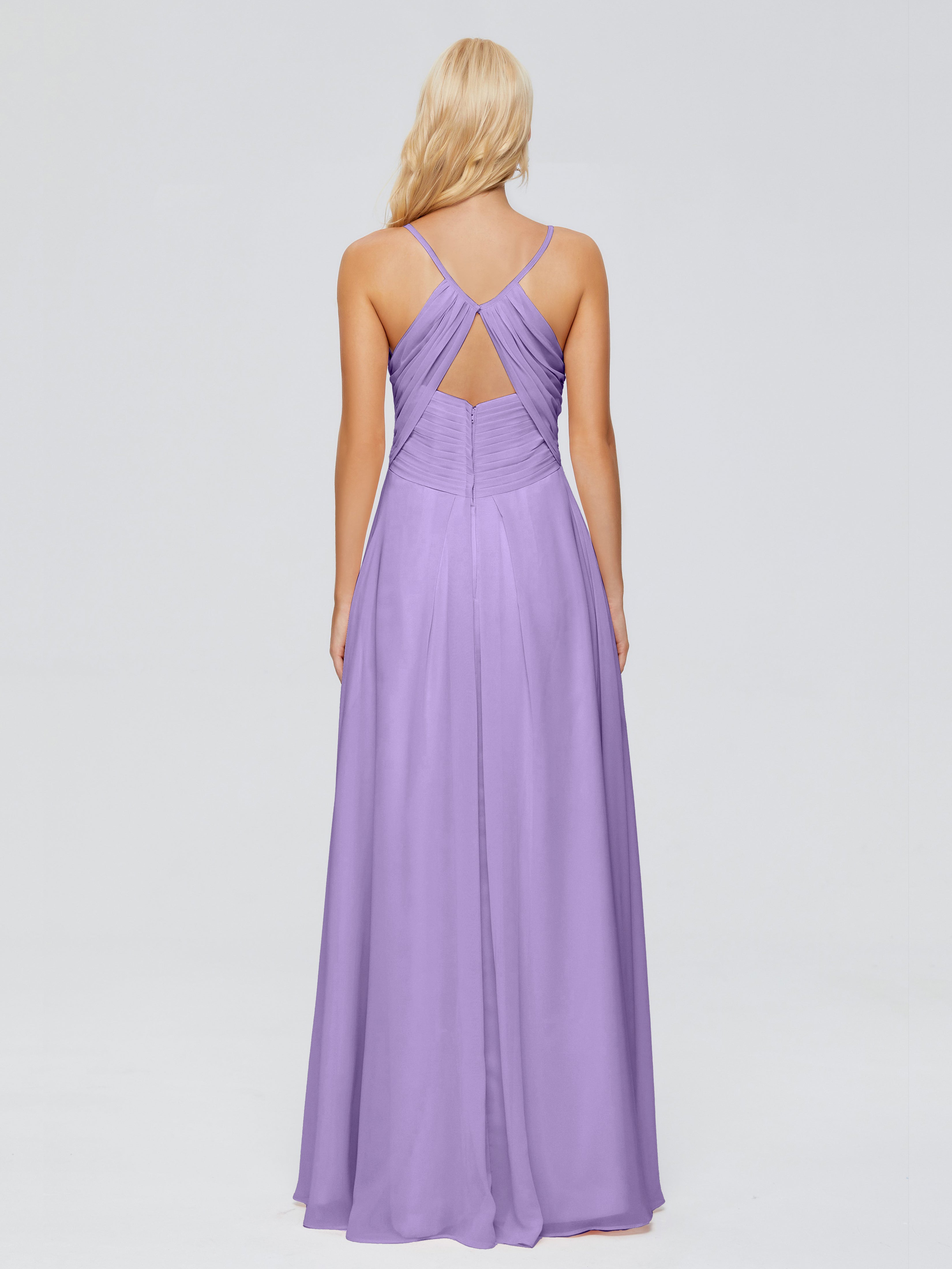 Robes De Demoiselle D'Honneur Tahiti Trapèze Col V Bretelles Spaghetti Mousseline Robes Demoiselle D'Honneur