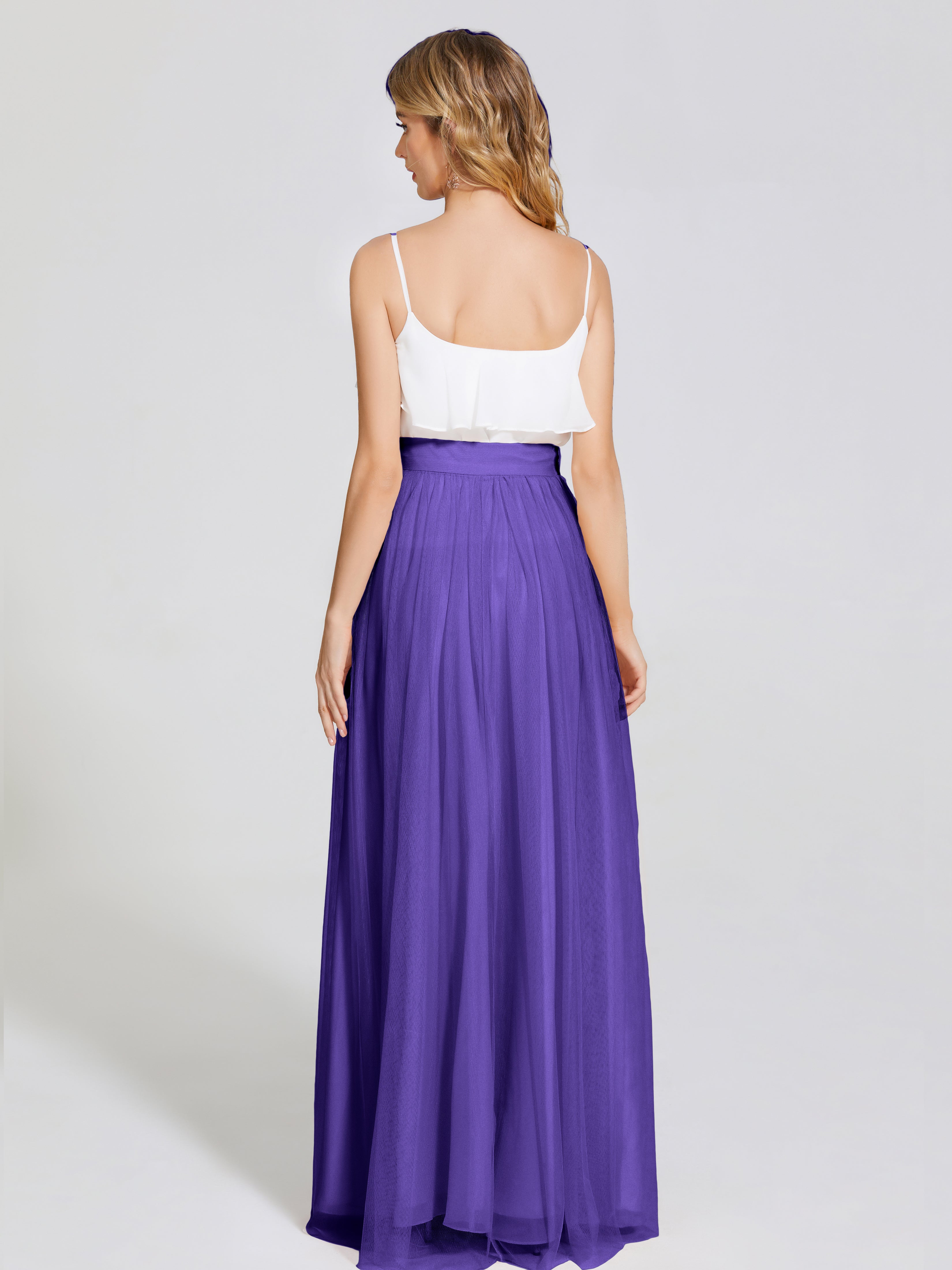 Robes De Demoiselle D'Honneur En Régence Deux Pièces Trapèze Longue Tulle Jupe