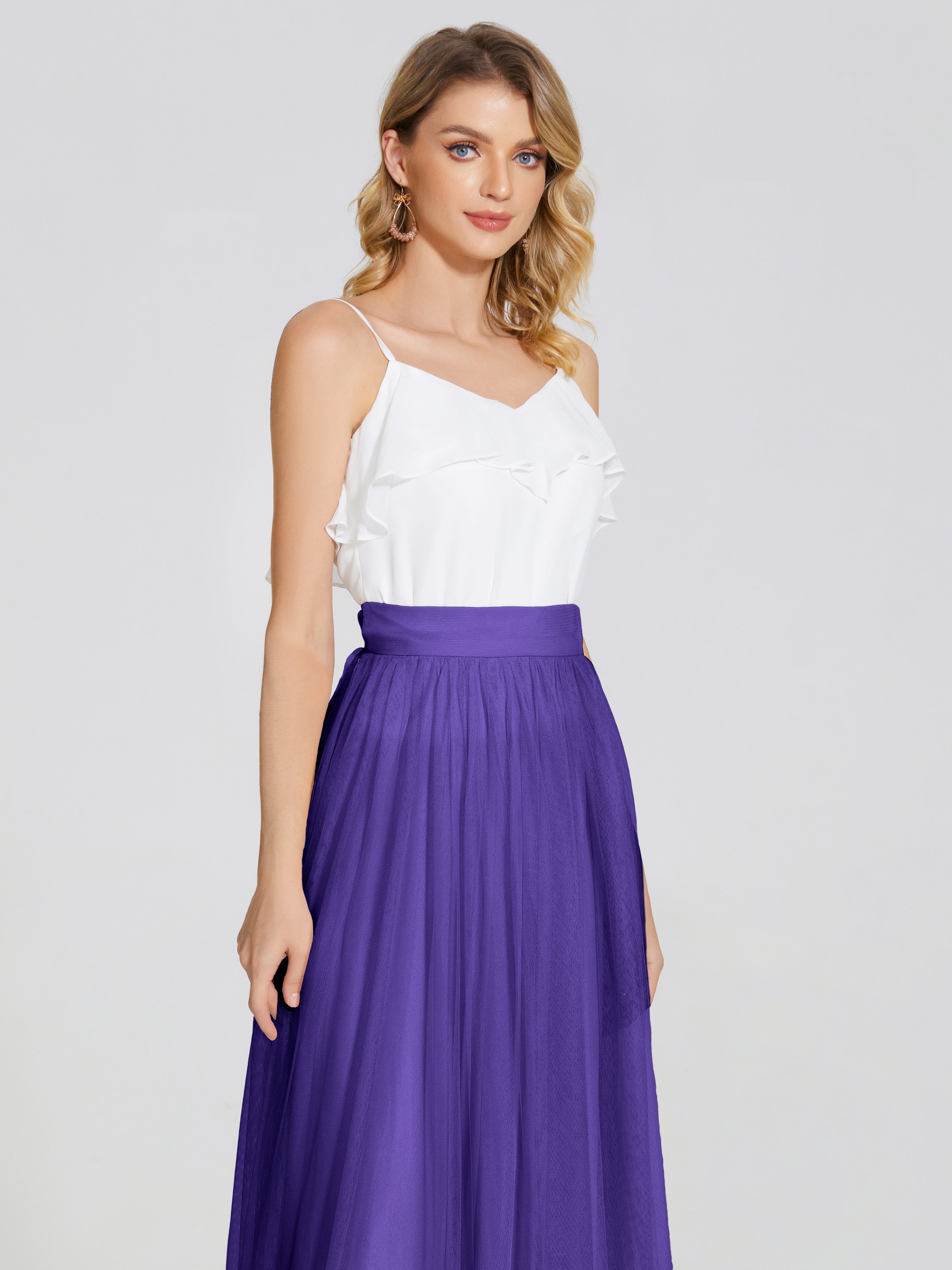 Robes De Demoiselle D'Honneur En Régence Deux Pièces Trapèze Longue Tulle Jupe