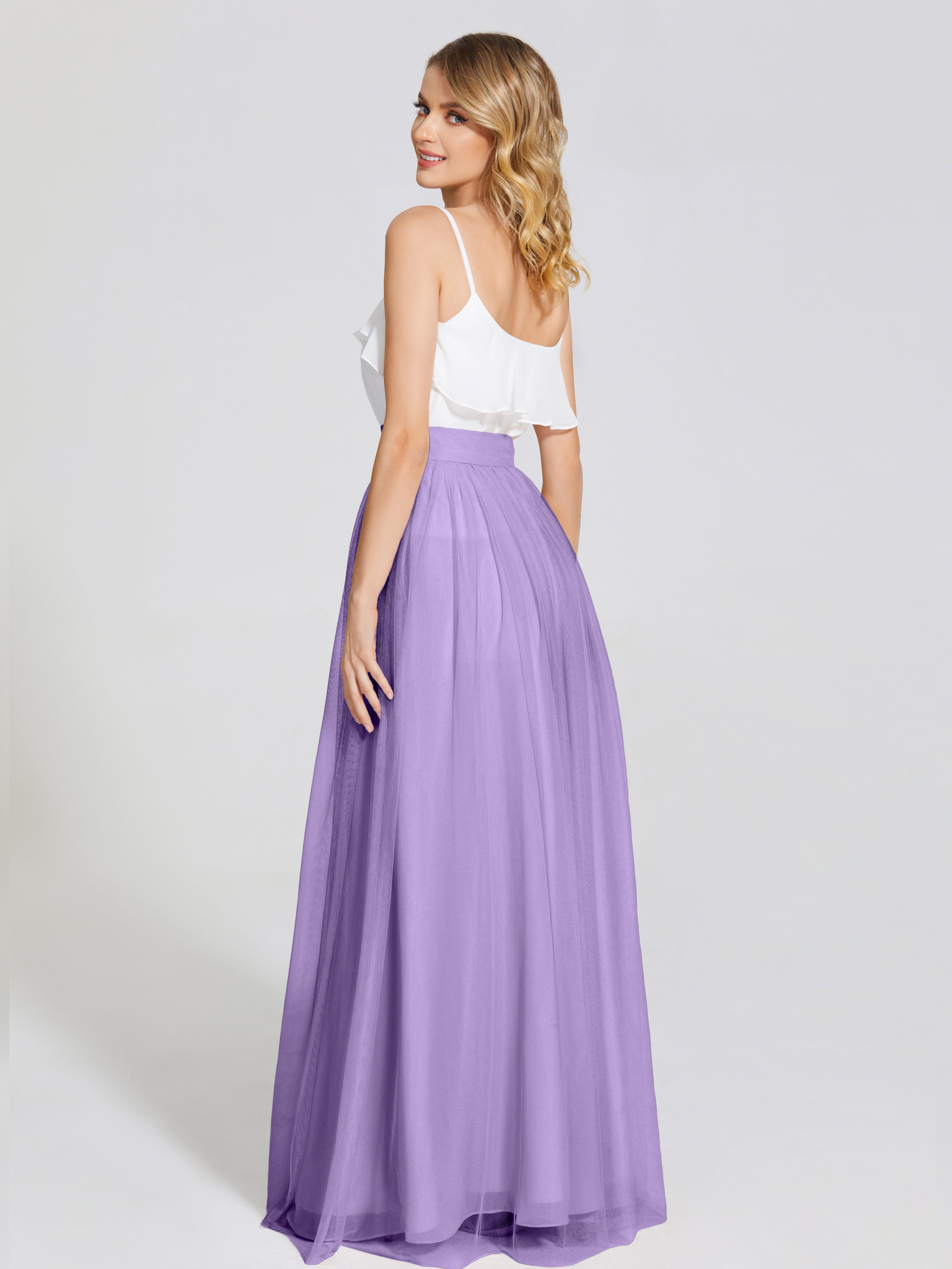 Robes De Demoiselle D'Honneur Tahiti Deux Pièces Trapèze Longue Tulle Jupe
