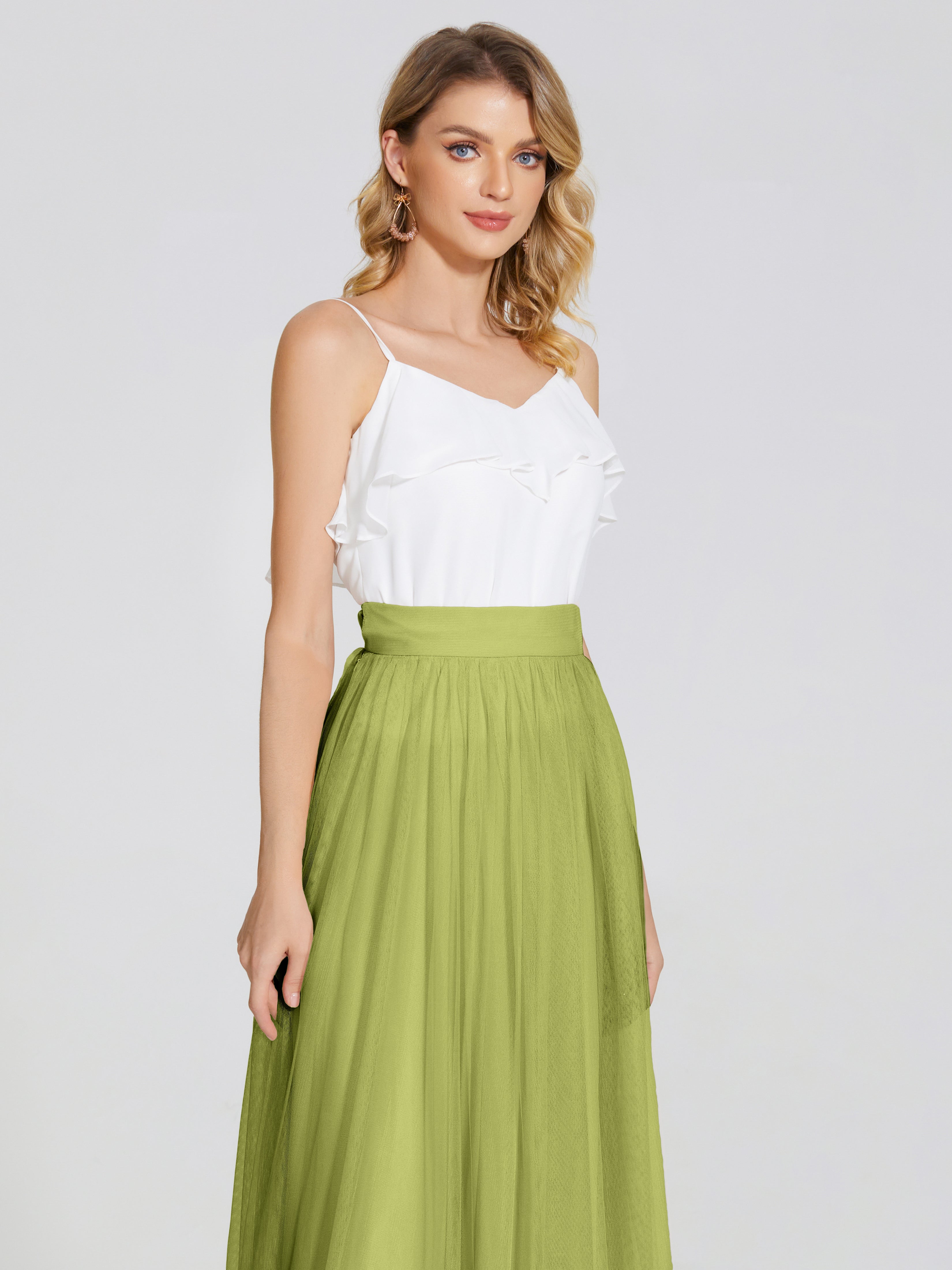 Robes De Demoiselle D'Honneur Trèfle Deux Pièces Trapèze Longue Tulle Jupe