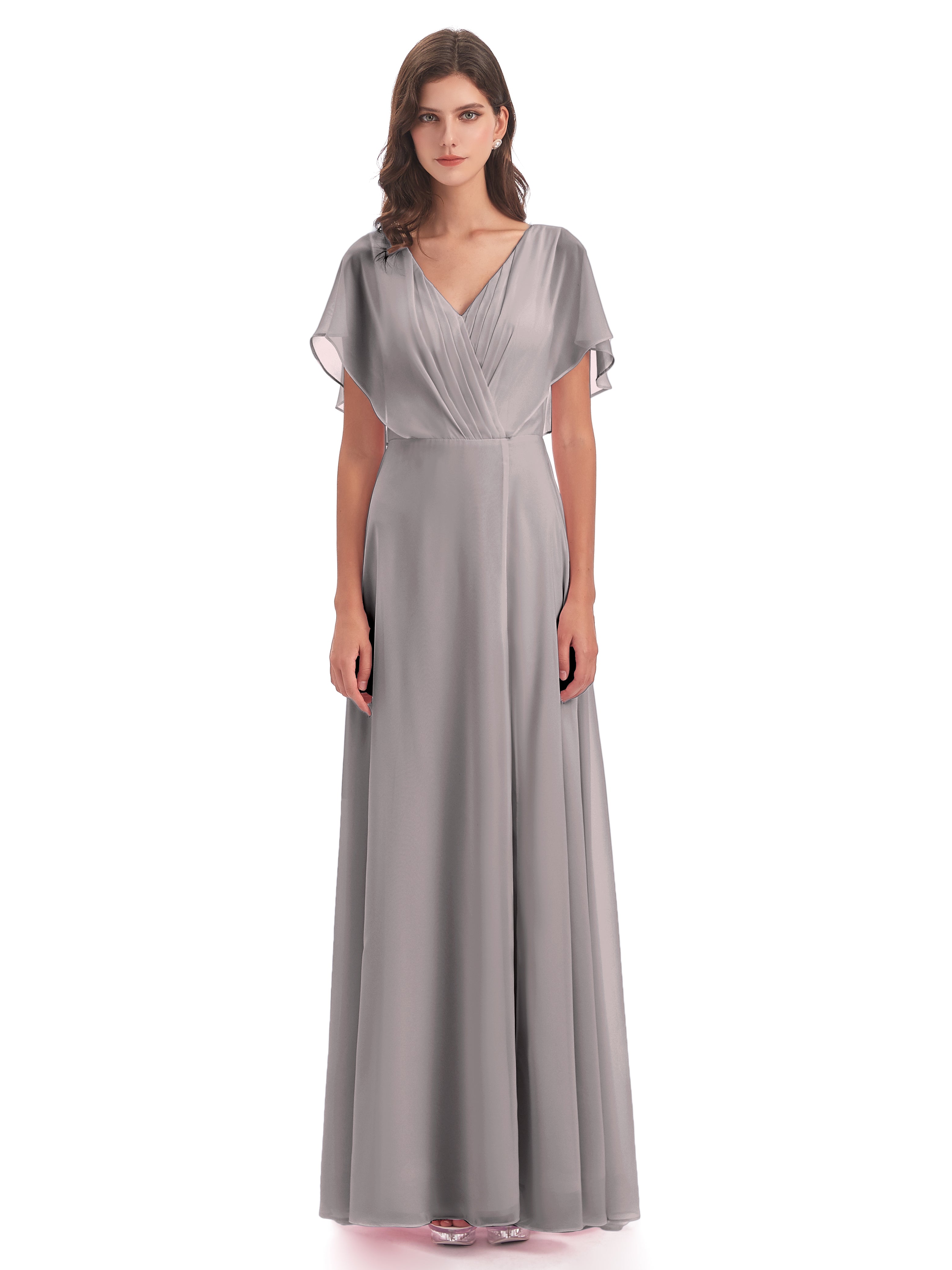 Robe Demoiselle D Honneur Argentée Dos Ouvert Fendue Devant Robes Demoiselle D'Honneur