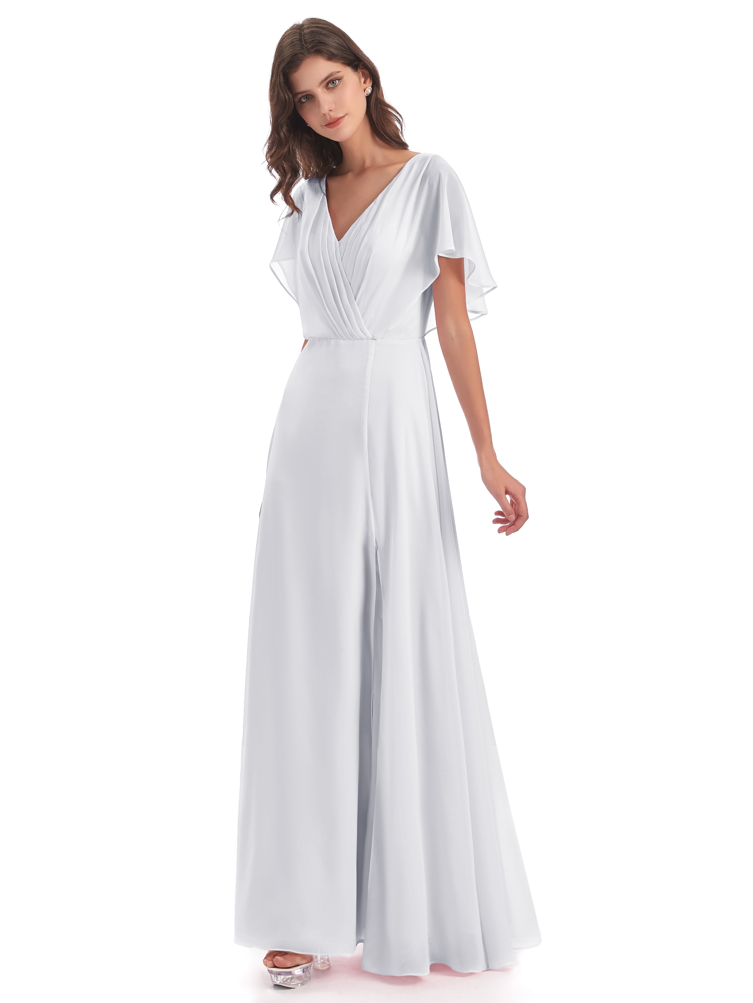 Robe Demoiselle D Honneur Blanc Dos Ouvert Fendue Devant Robes Demoiselle D'Honneur