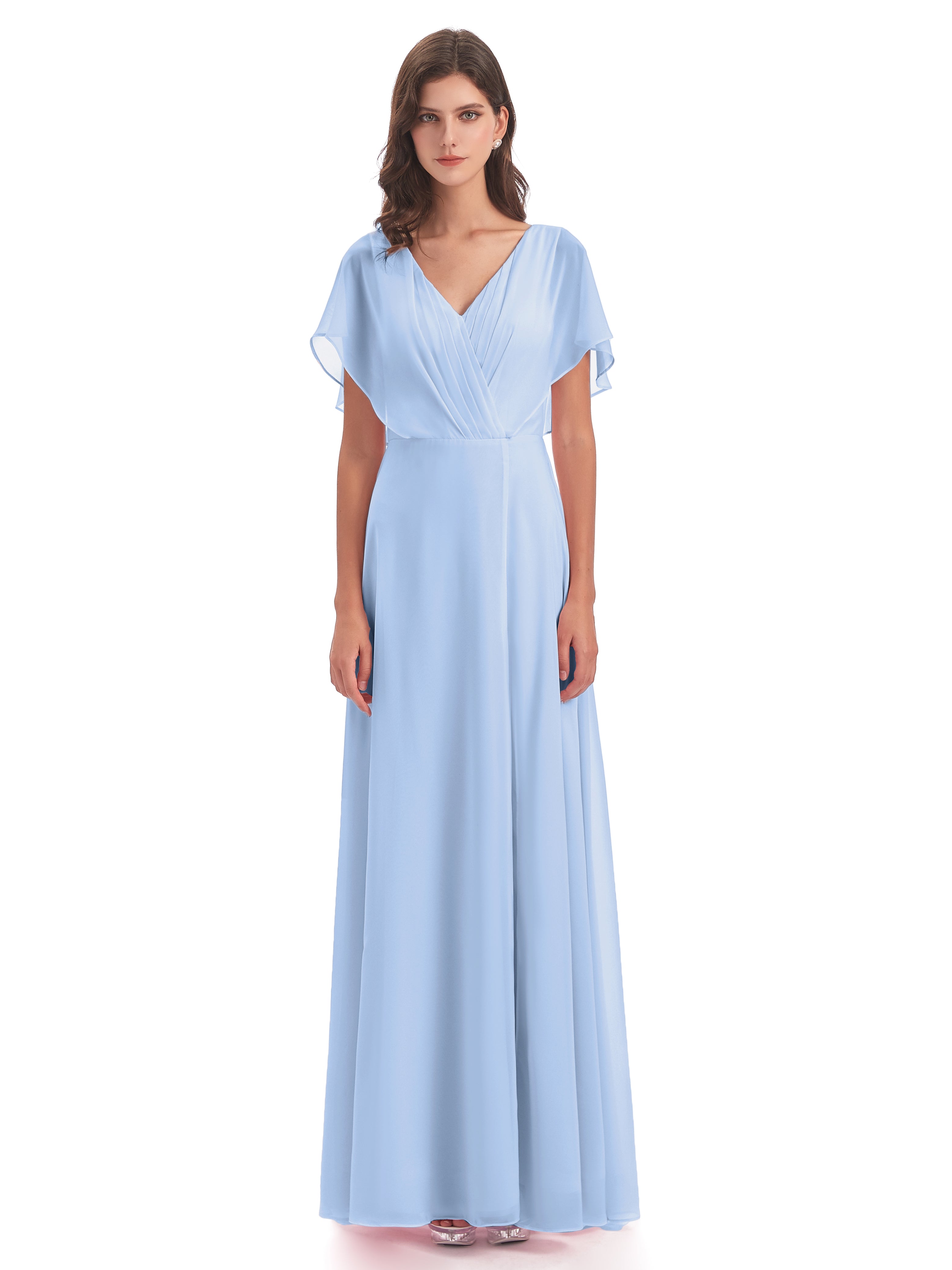 Robe De Demoiselle D Honneur Bleu Ciel Dos Ouvert Fendue Devant Robes Demoiselle D'Honneur