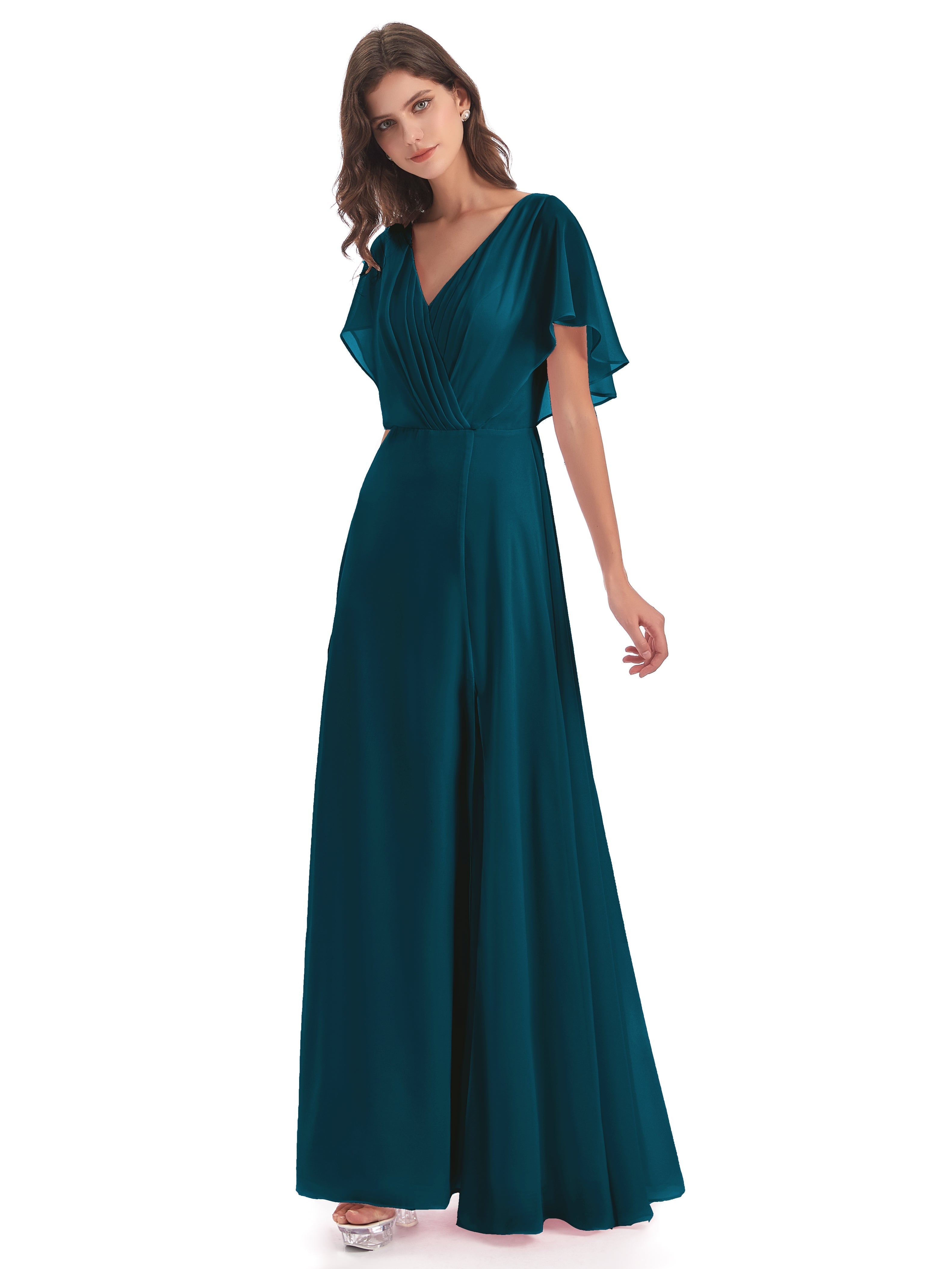 Robe De Demoiselle D'Honneur Bleu Encre Dos Ouvert Fendue Devant Robes Demoiselle D'Honneur