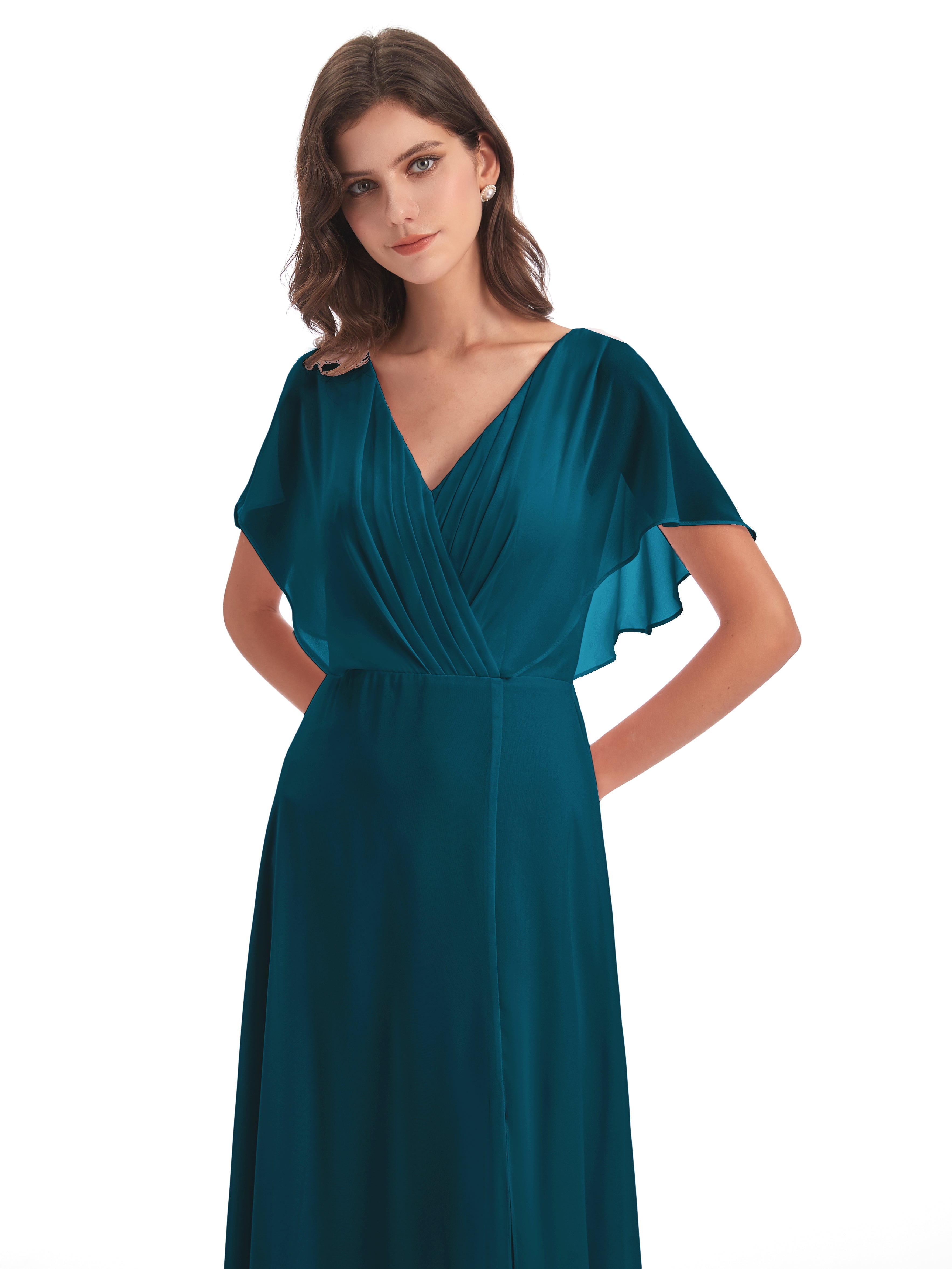 Robe De Demoiselle D'Honneur Bleu Encre Dos Ouvert Fendue Devant Robes Demoiselle D'Honneur